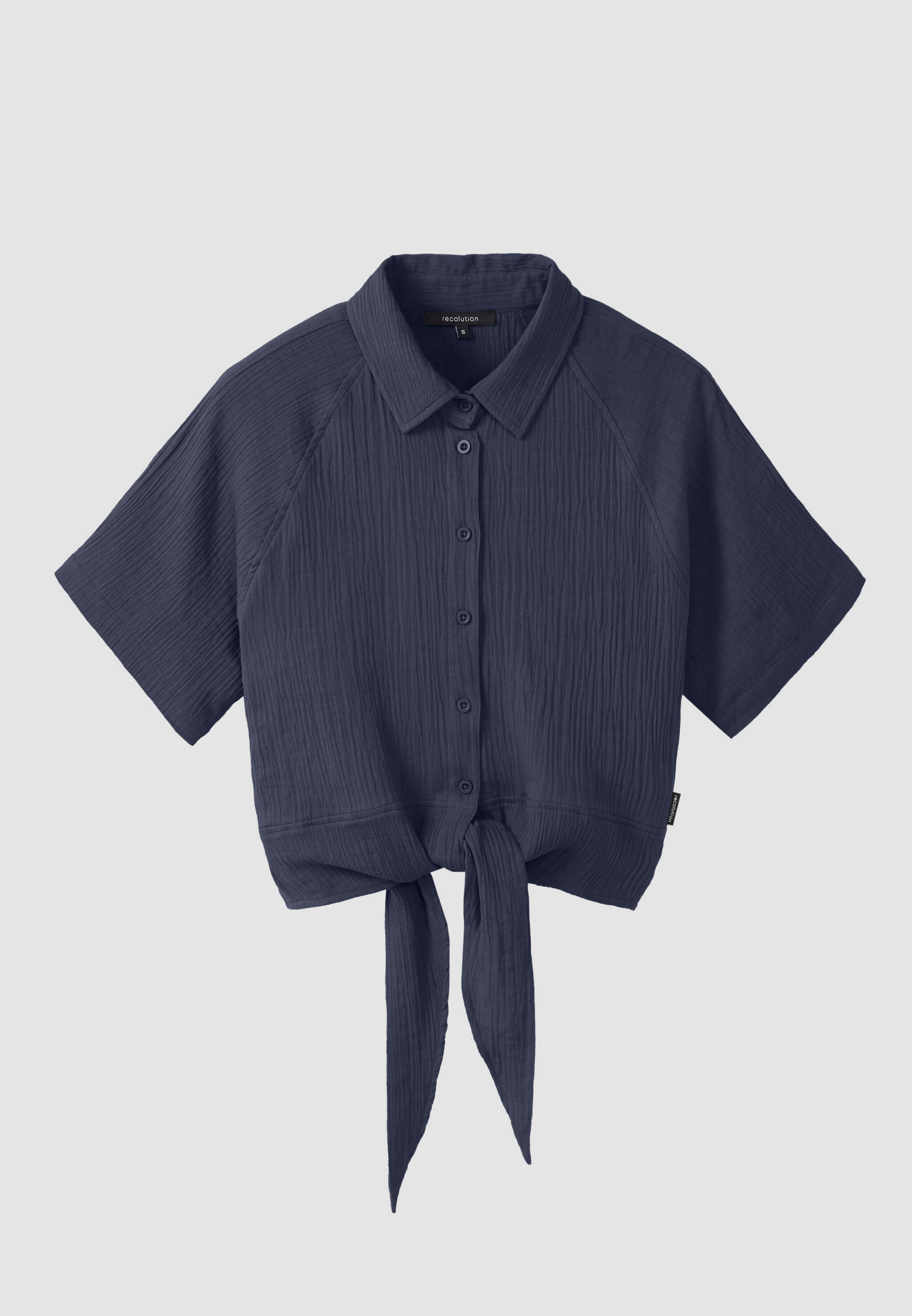 Recolution Tulip Blusa Mussola Cotone Bio Blu Navy