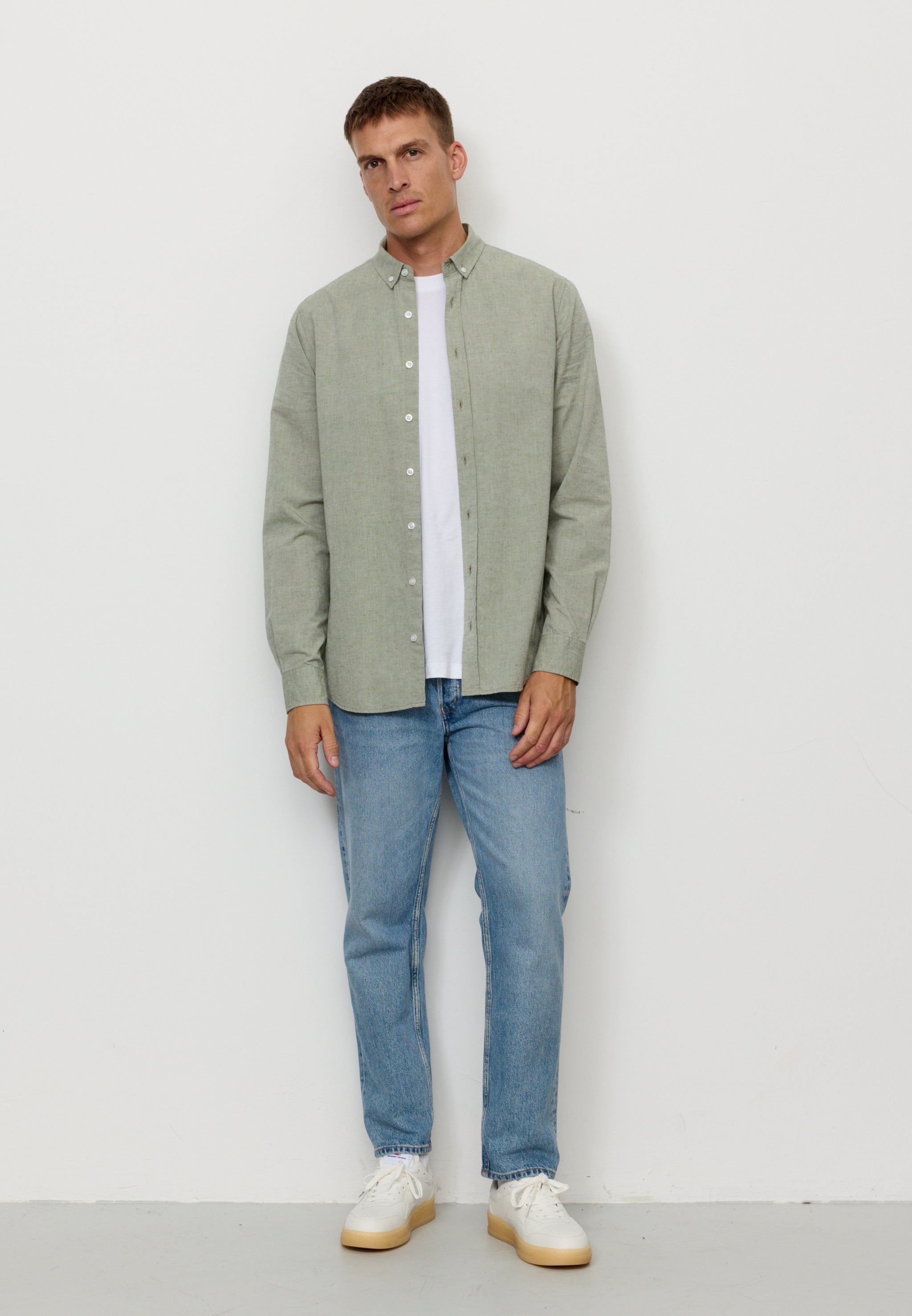 Recolution Corn camicia uomo verde cotone lino