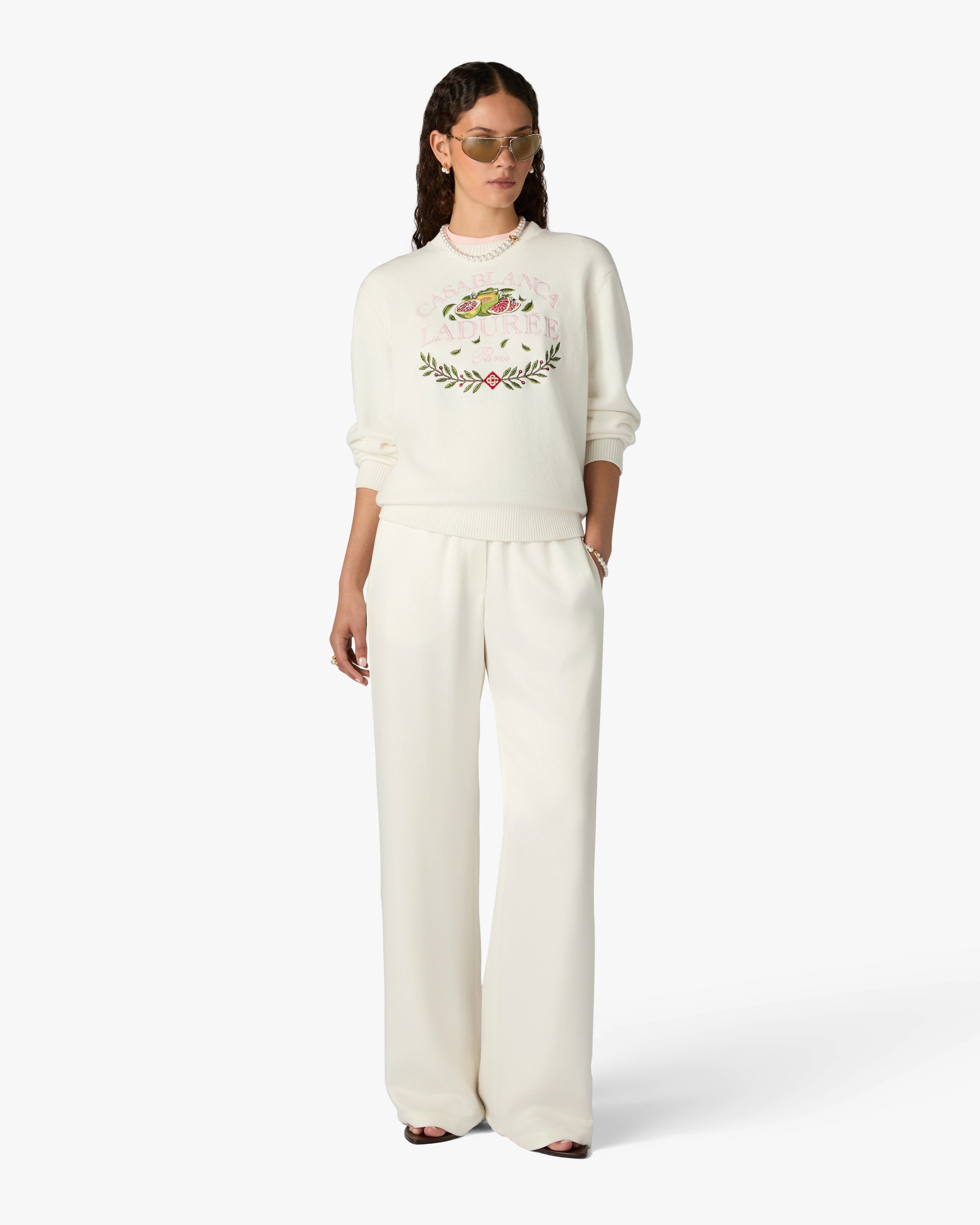 Casablanca Laduree maglione unisex crema cotone ricamato