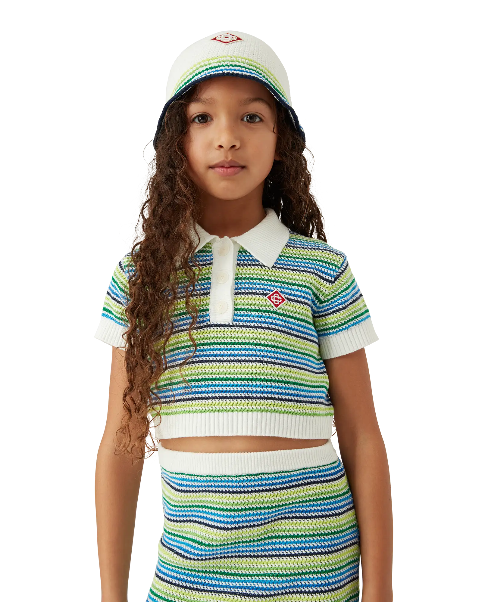 Casablanca Stripe Crochet cappello bambino bianco cotone