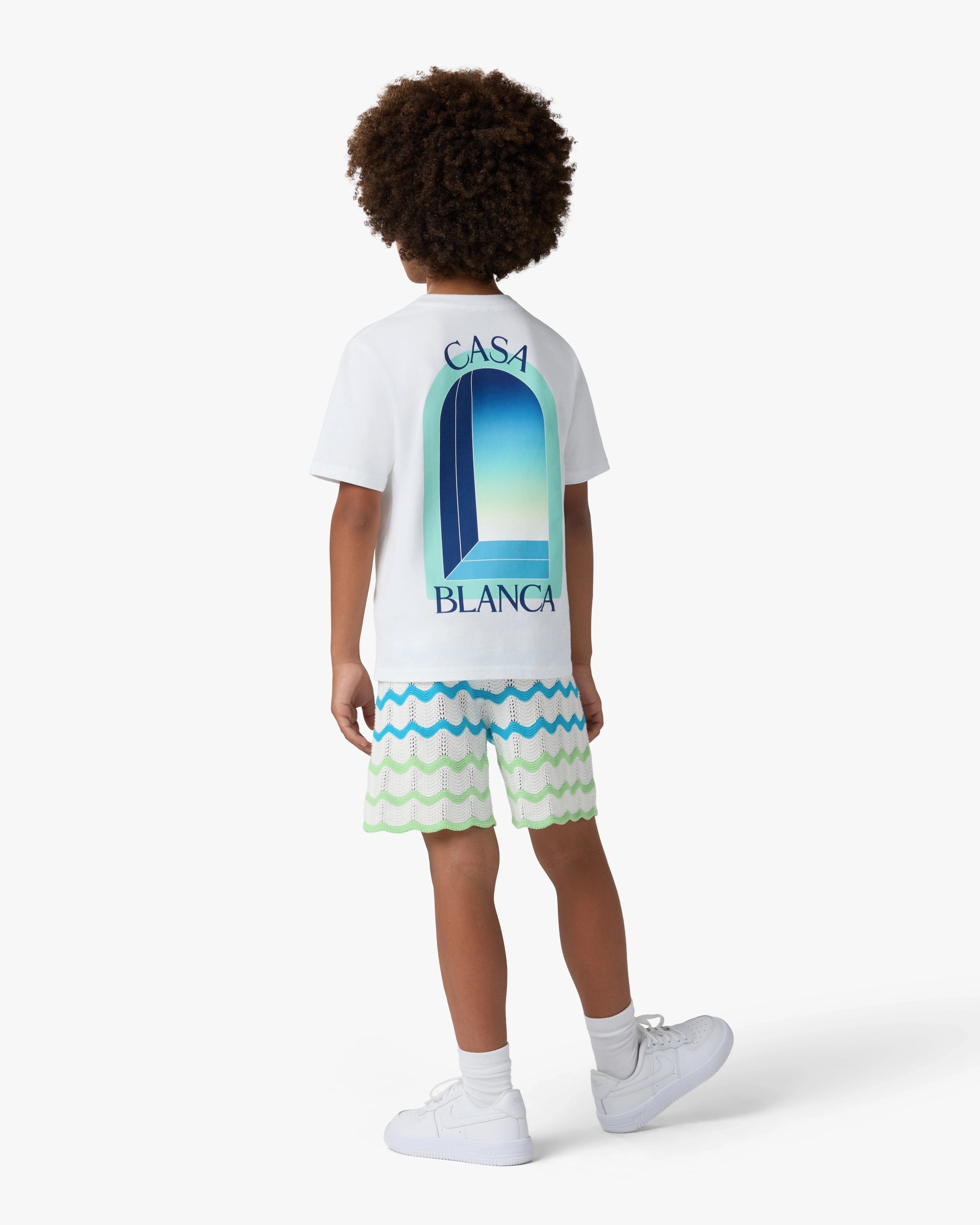 Casablanca Gradient Arch t-shirt bambino bianca cotone organico