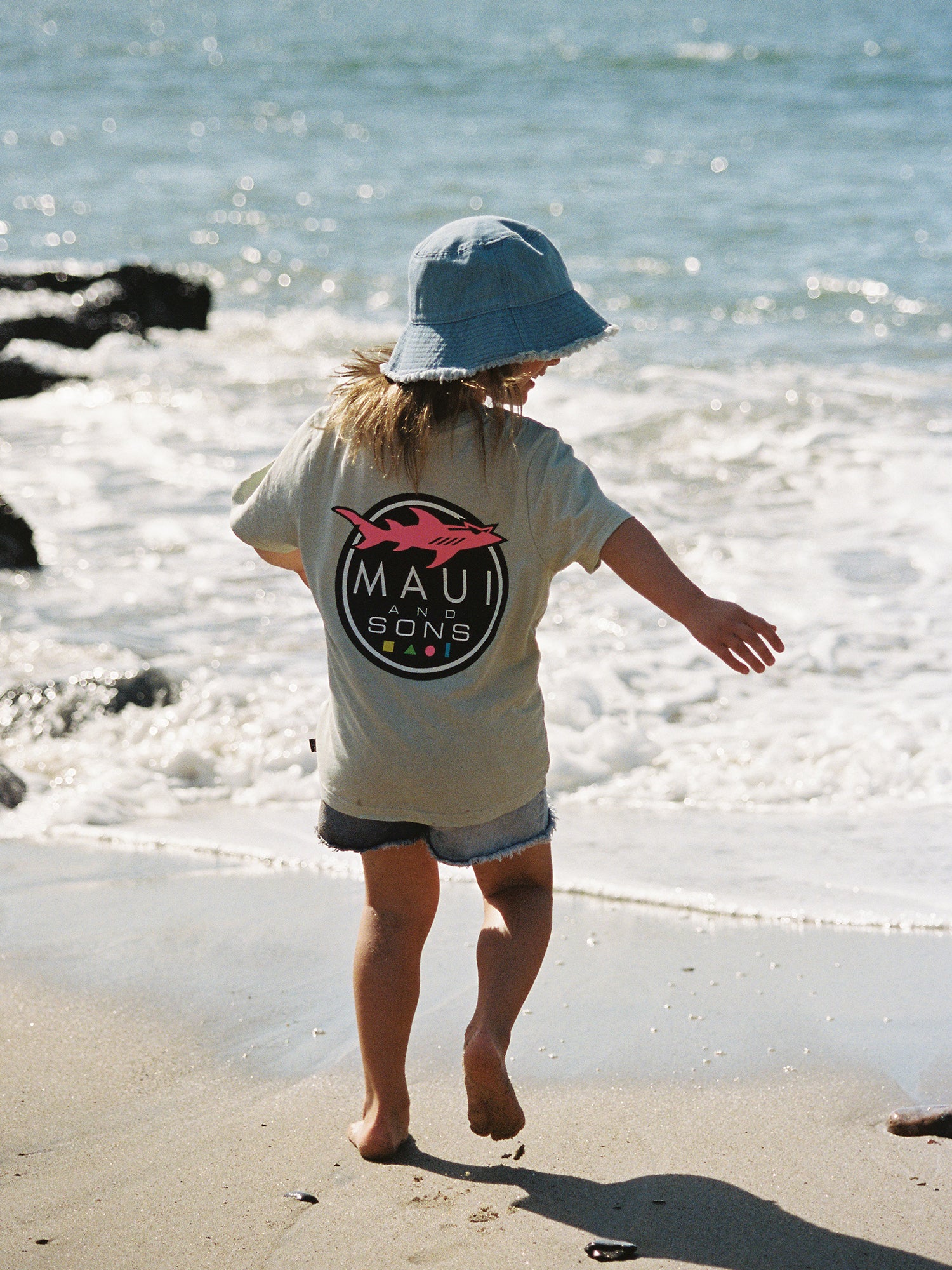 Maui and Sons Shark Logo t-shirt bambino salvia cotone