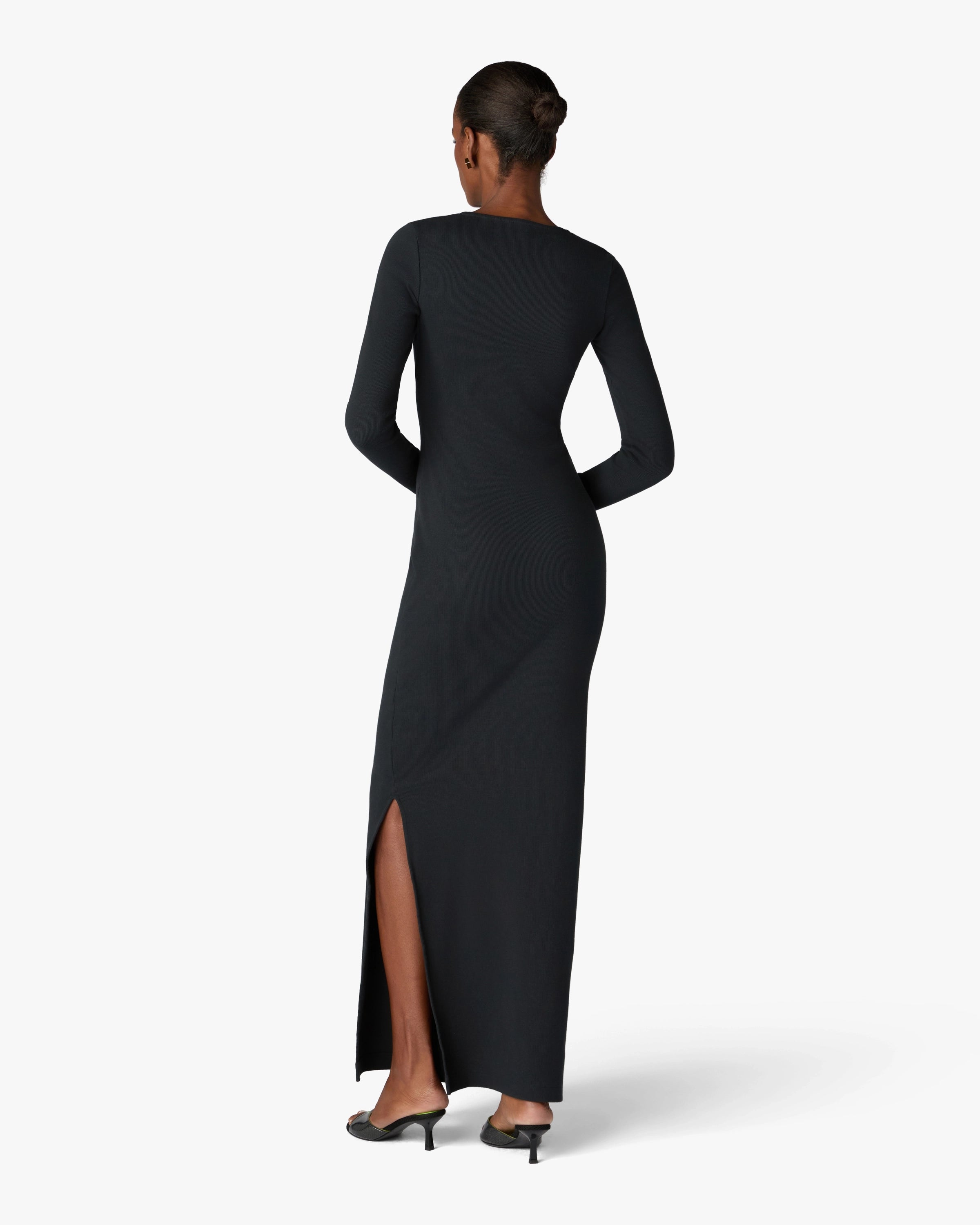 Casablanca Jewellery Maxi abito nero costina cotone organico