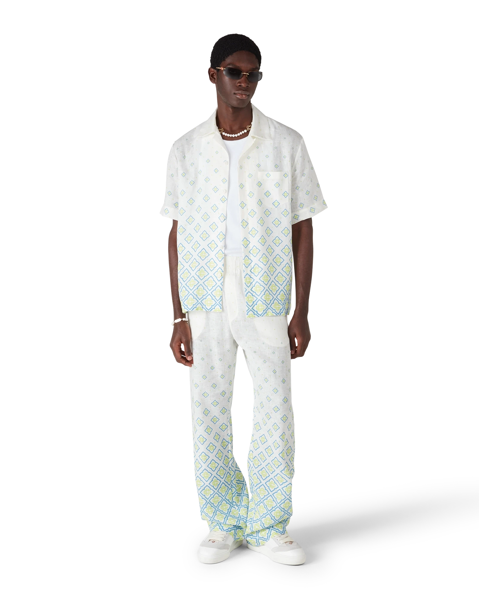 Casablanca Degrade Monogram camicia lino beige uomo