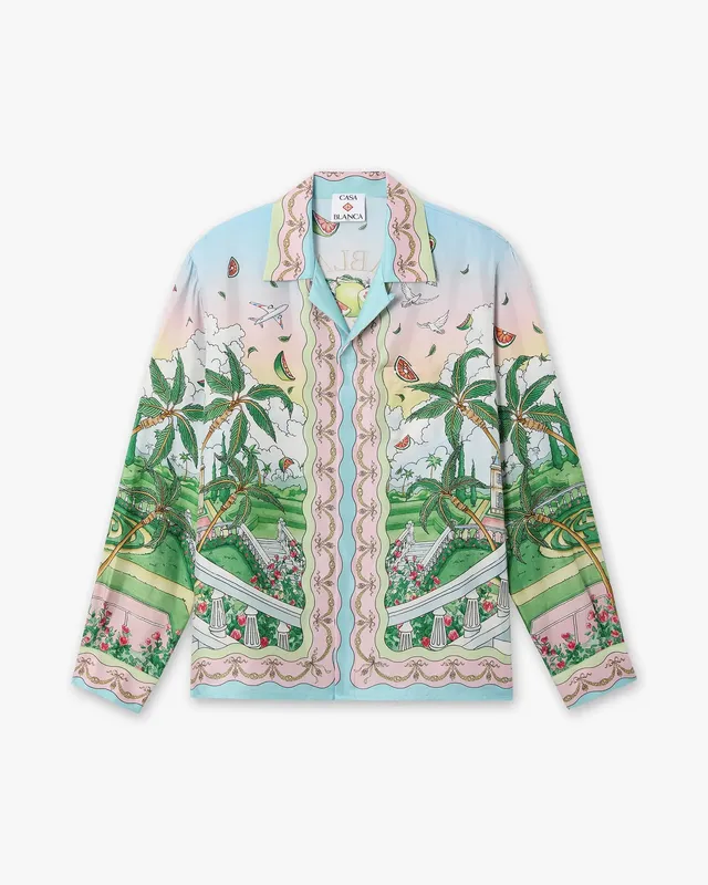 Casablanca Laduree x Casablanca camicia seta multicolore