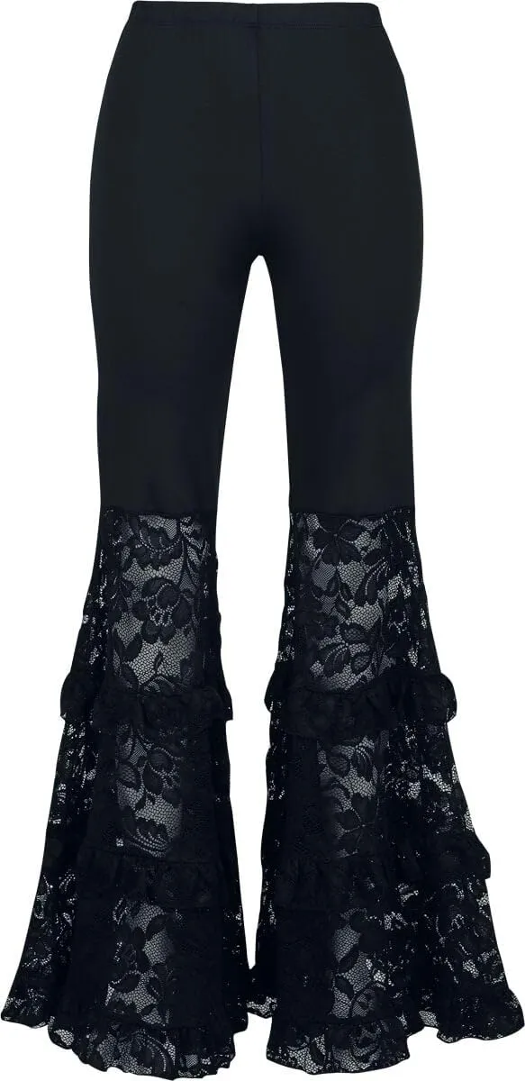 Gothicana by EMP Dark Romance pantaloni donna neri taglia S gotici