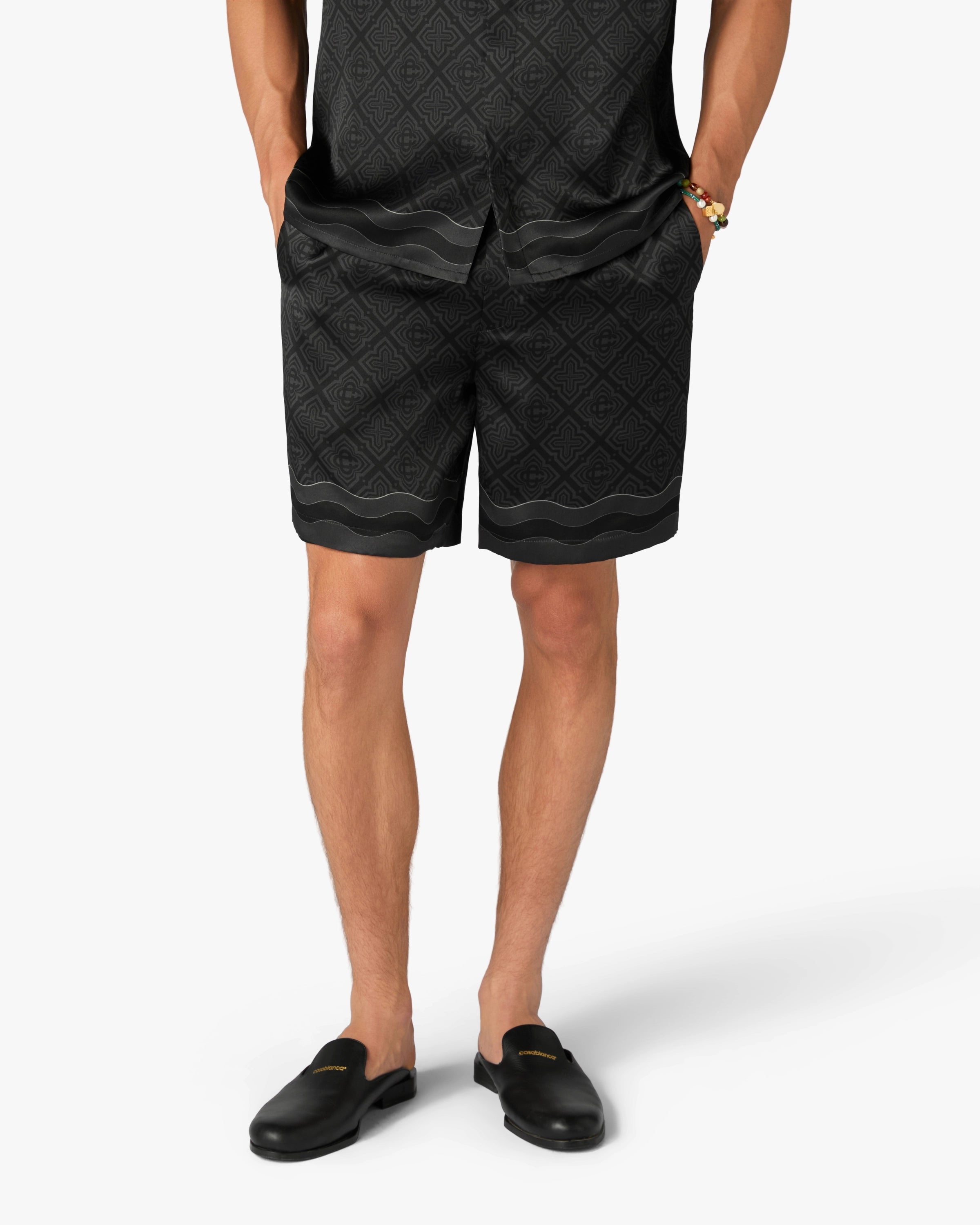 Casablanca Radiating Monogram shorts seta neri