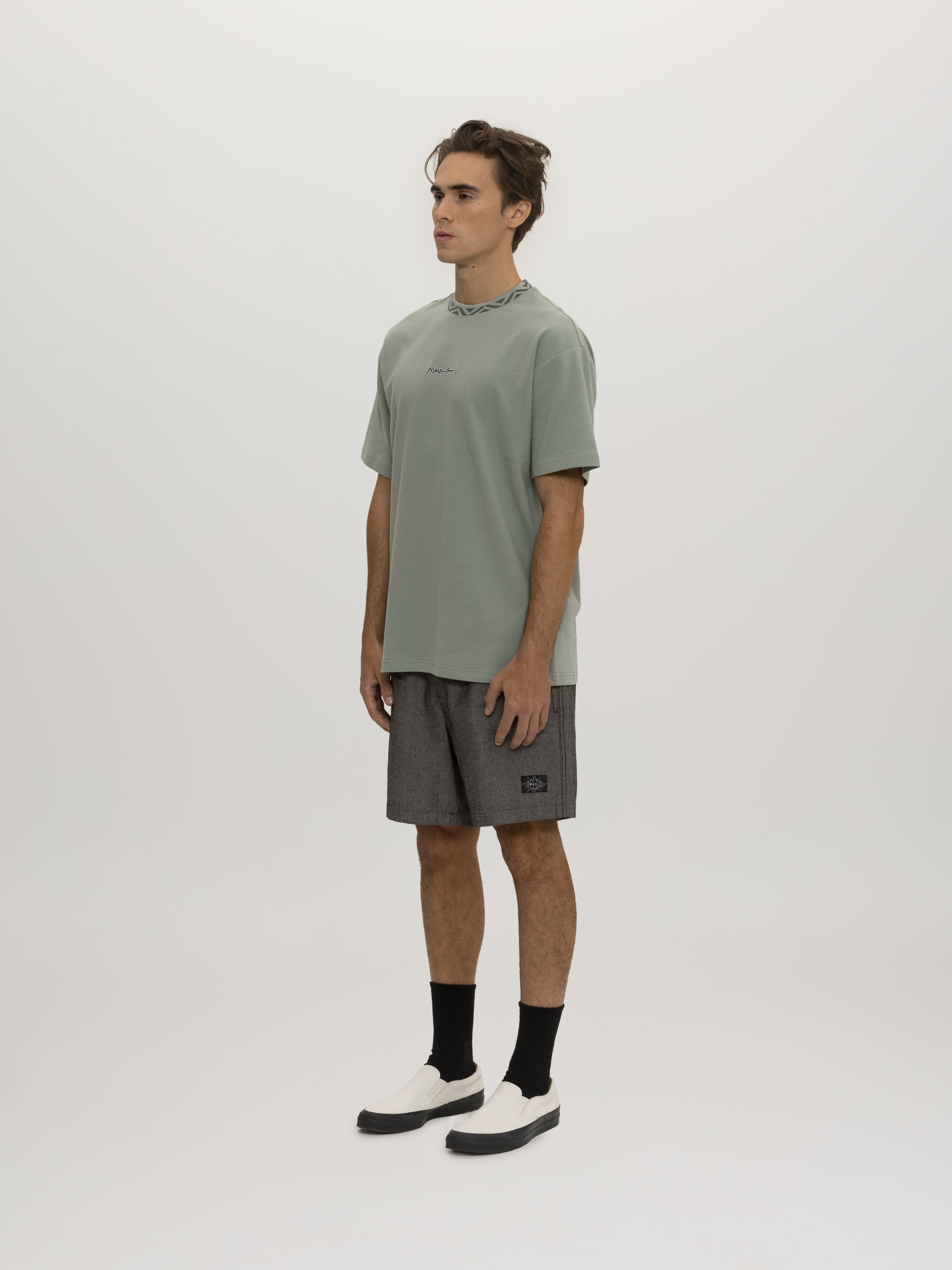 Maui and Sons Break Neck Knit maglietta salvia cotone
