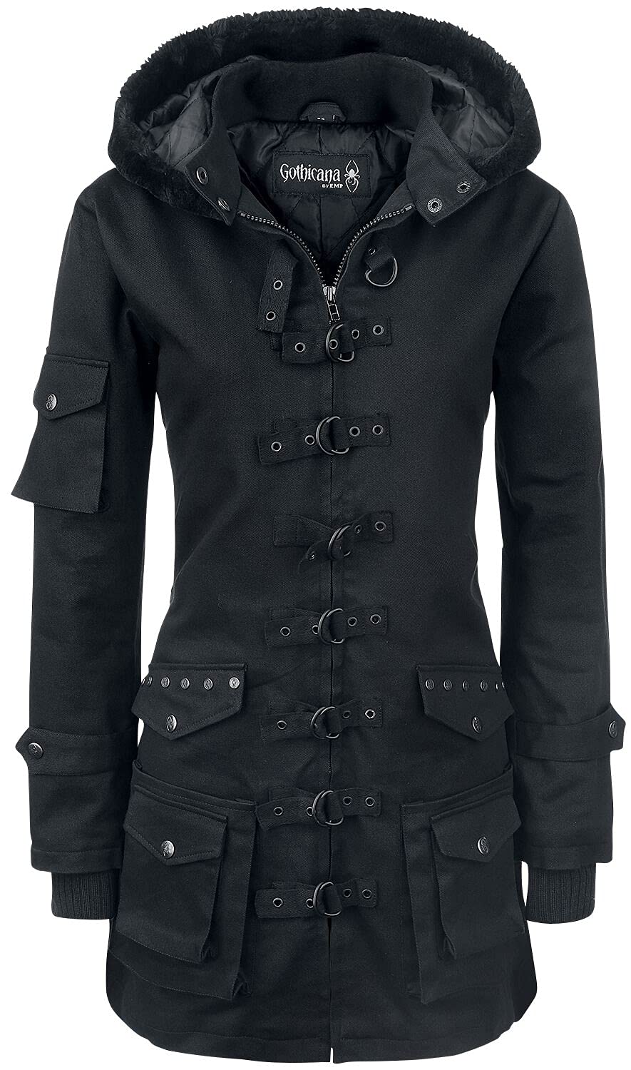 Gothicana by EMP Parka donna nero con rivetti taglia S