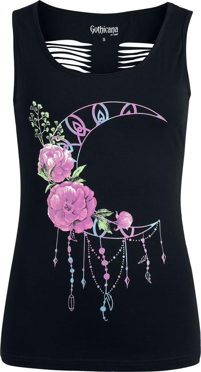 Gothicana by EMP top nero stampa ritagli XXL