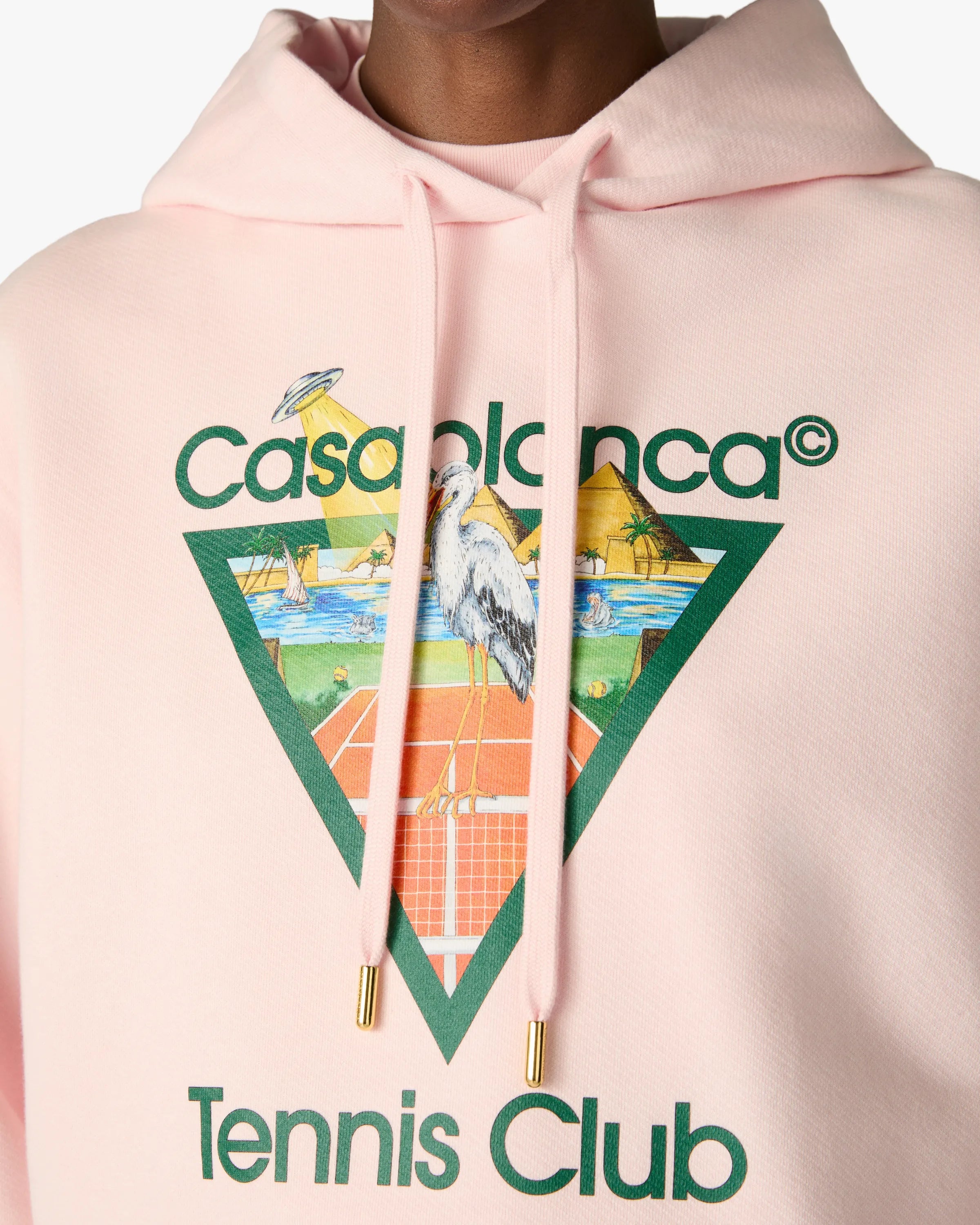 Casablanca Tennis Club felpa cappuccio rosa cropped