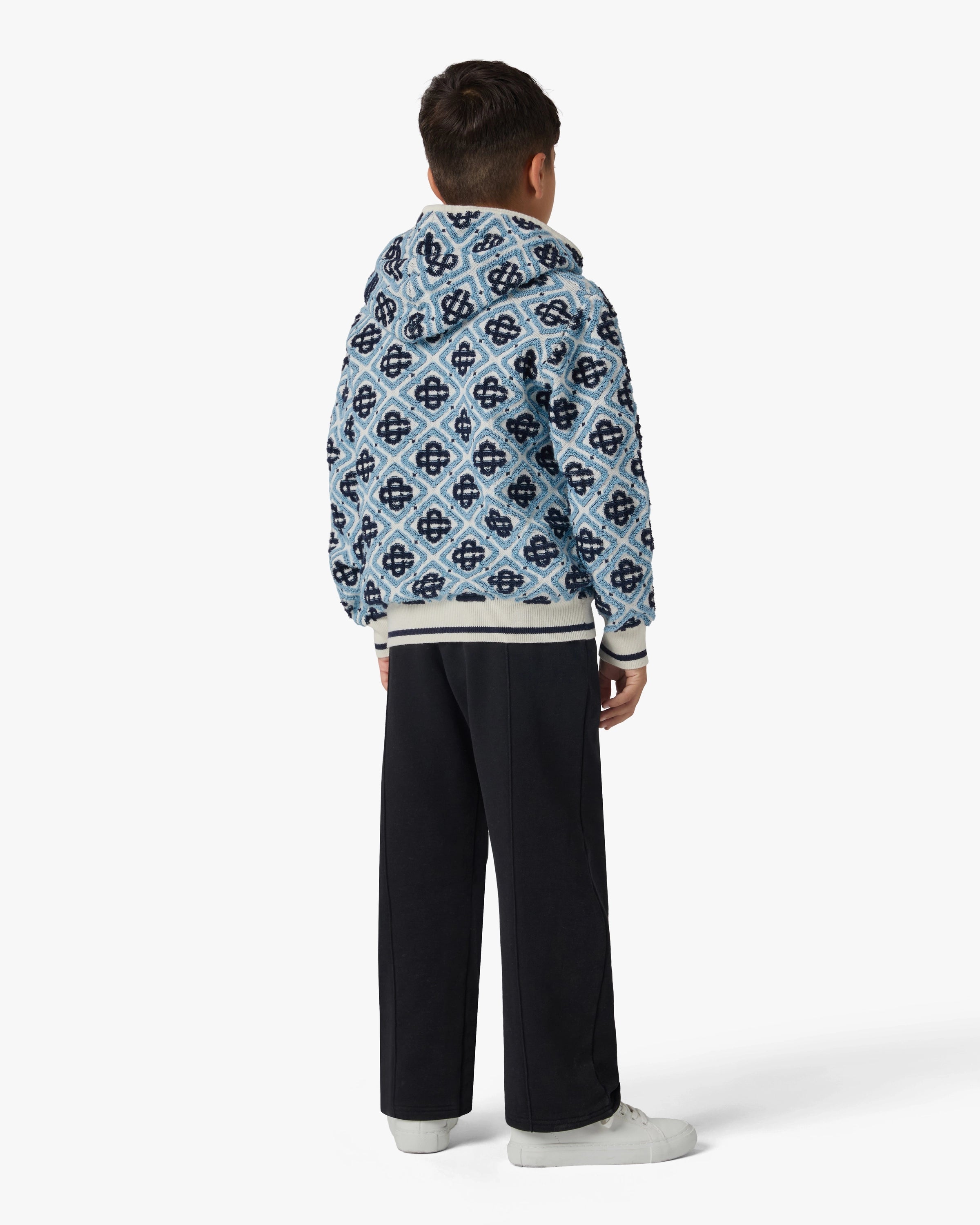 Casablanca Monogram Felpa Zip Bambino Blu cotone