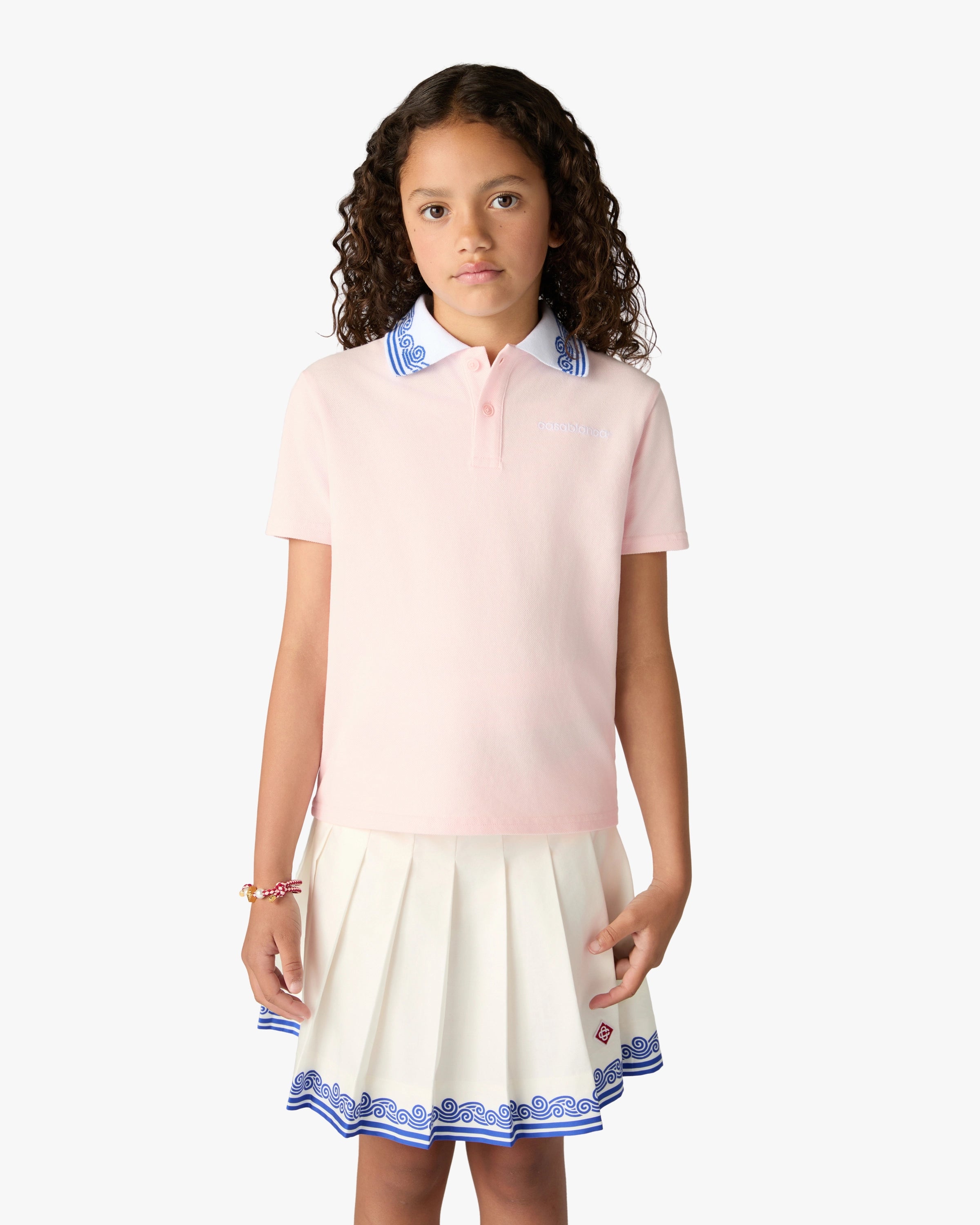 Casablanca Wave polo bambina rosa cotone piqué