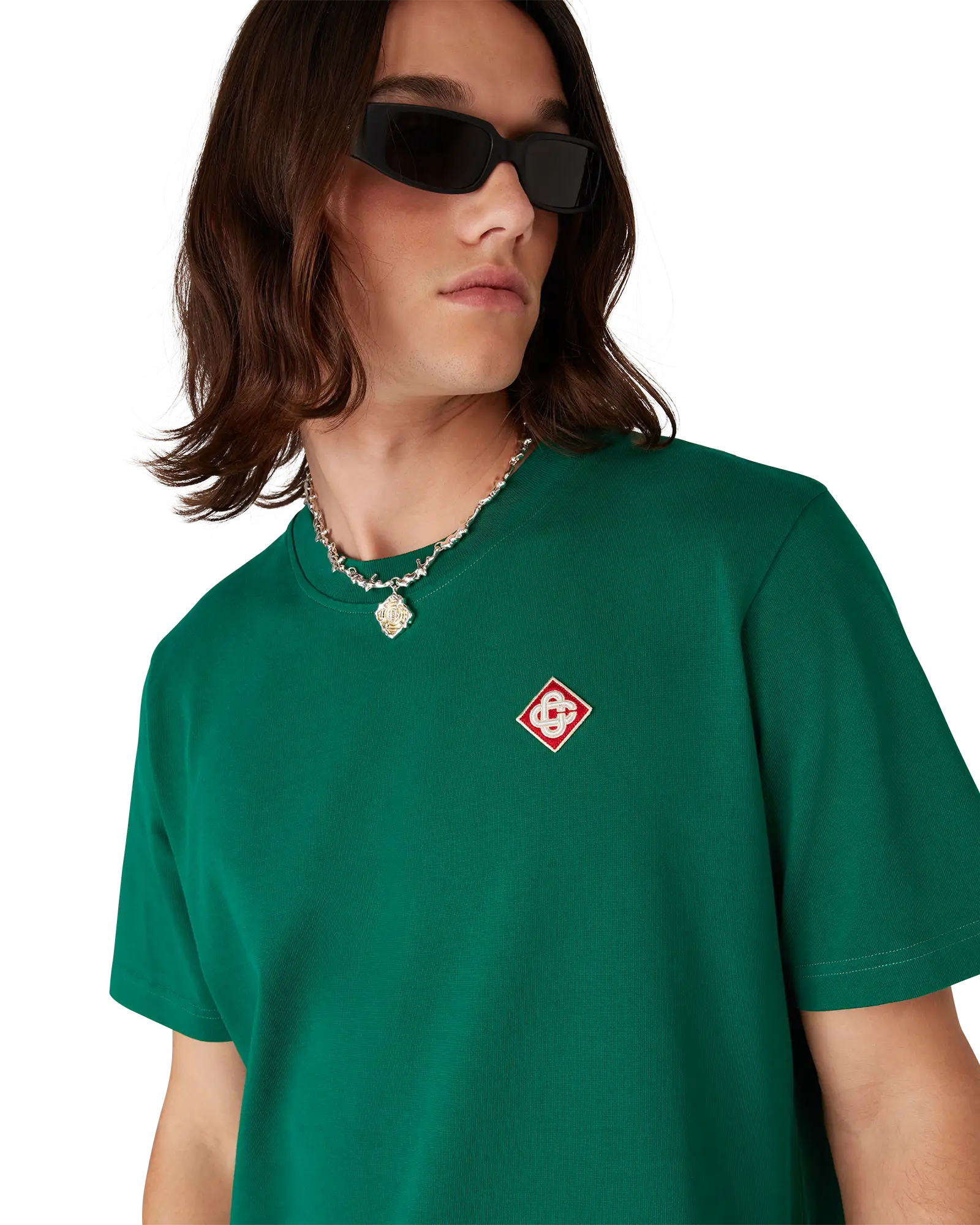 Casablanca Diamond Logo t-shirt uomo verde cotone
