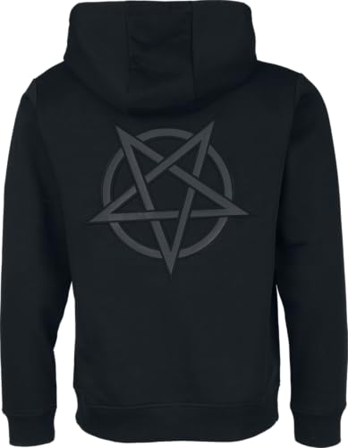 Gothicana by EMP Giacca Basic Nera Cappuccio Tasca Marsupio uomo