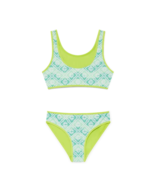Casablanca Wavy Monogram bikini bimba verde tecnico