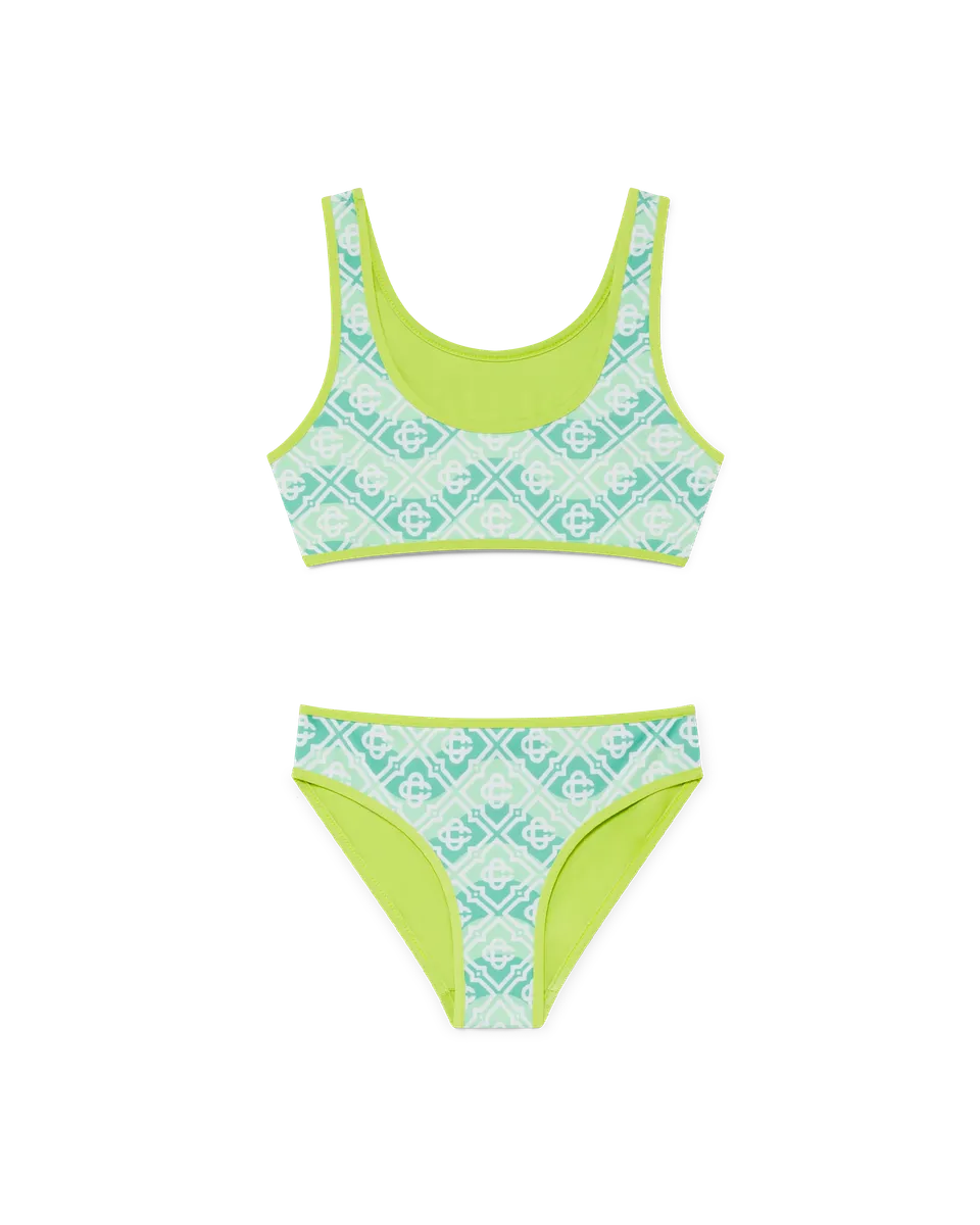Casablanca Wavy Monogram bikini bimba verde tecnico