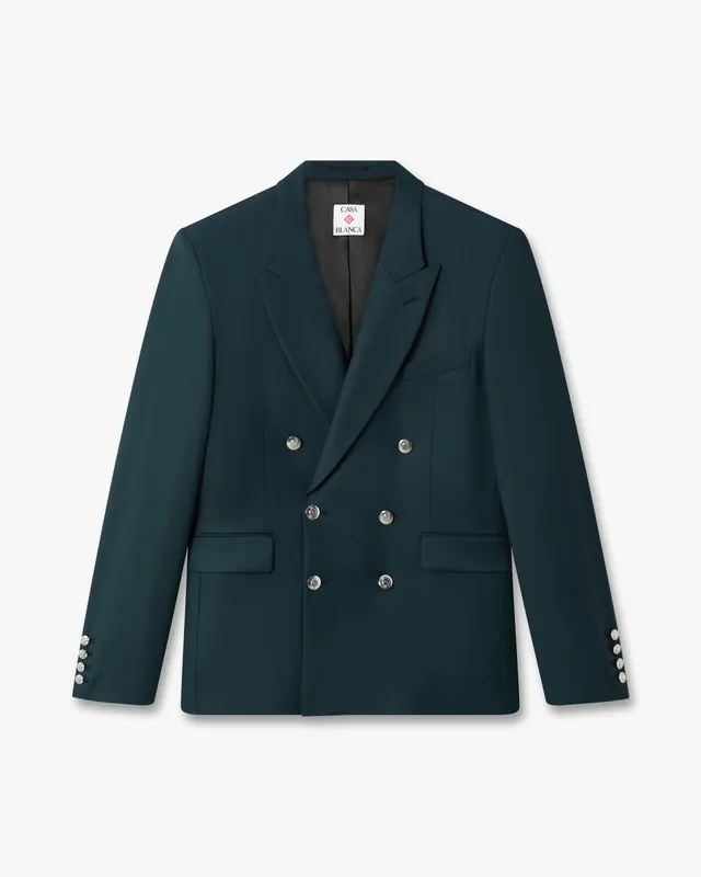 Casablanca Dark Teal Wool Double-Breasted Jacket giacca lana taglia 50