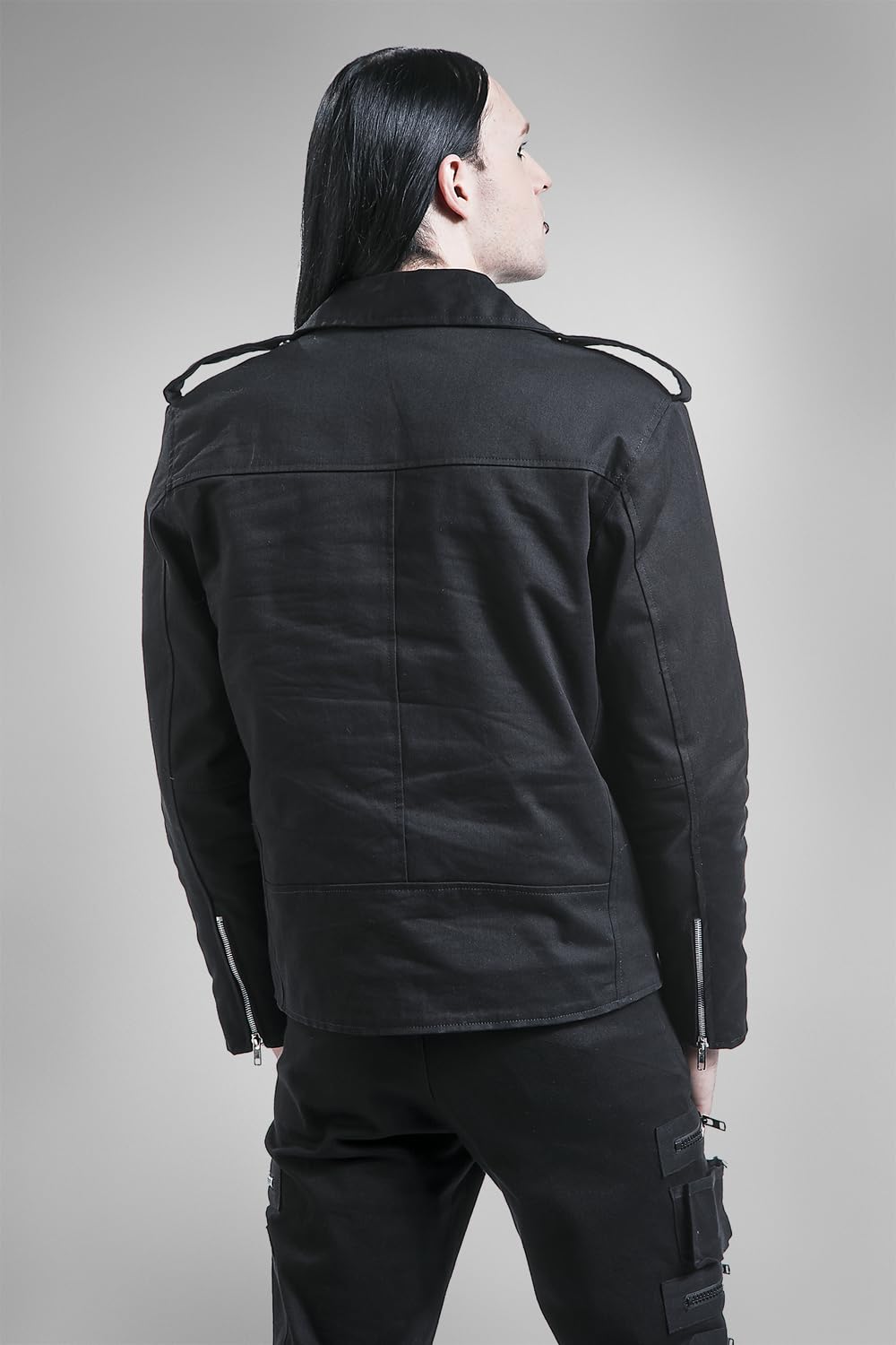Gothicana Giacca Biker Nera Uomo Mezza Stagione
