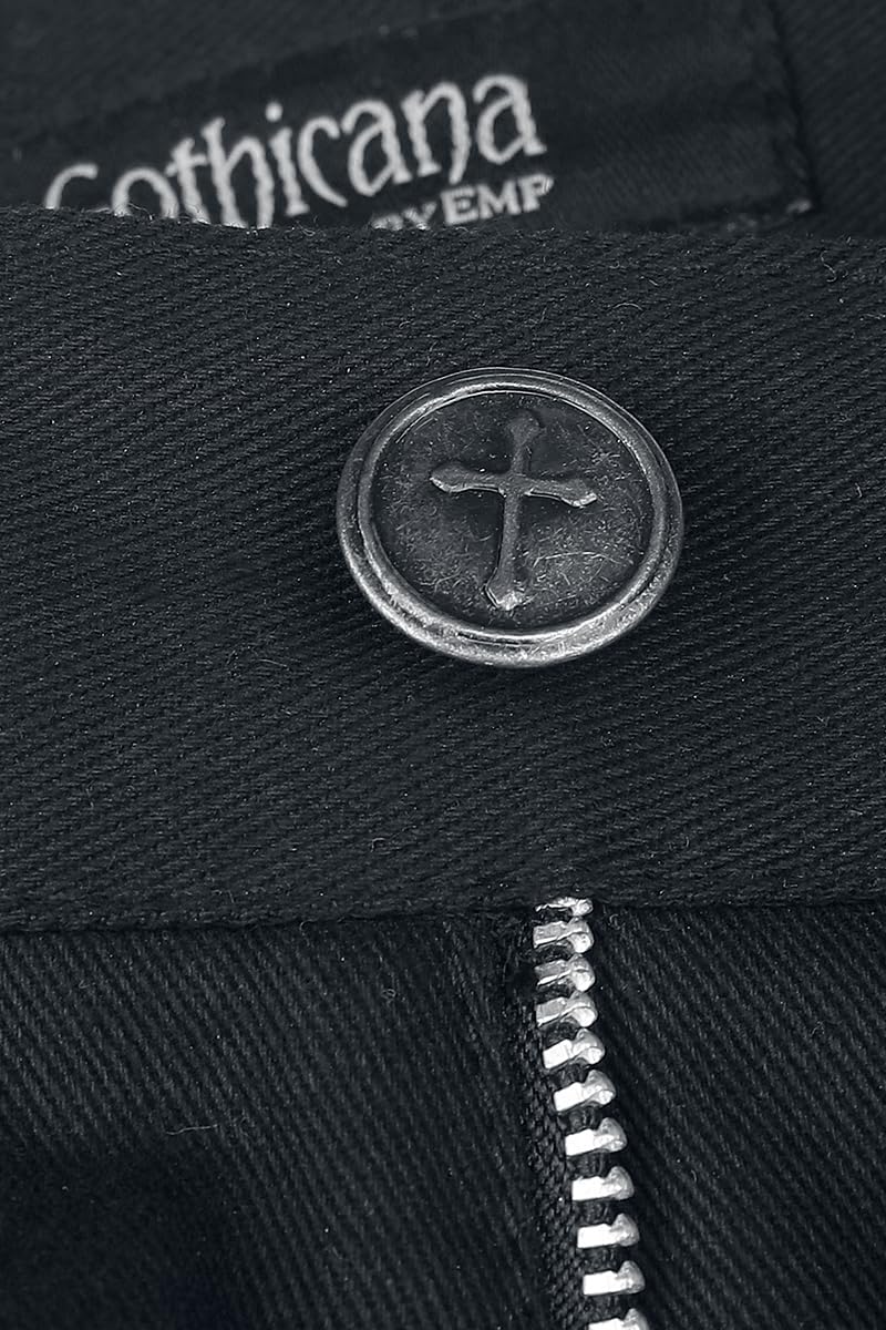 Gothicana Pantaloncini Neri Pentagramma Fibbie Uomo