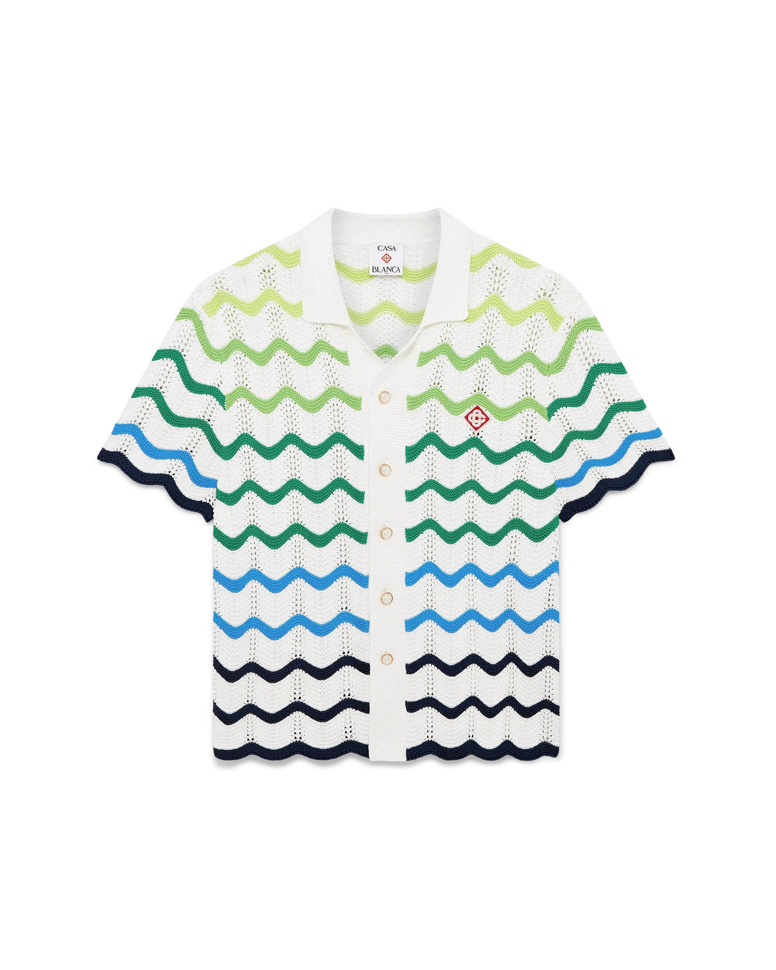 Casablanca Wave camicia crochet verde bianco
