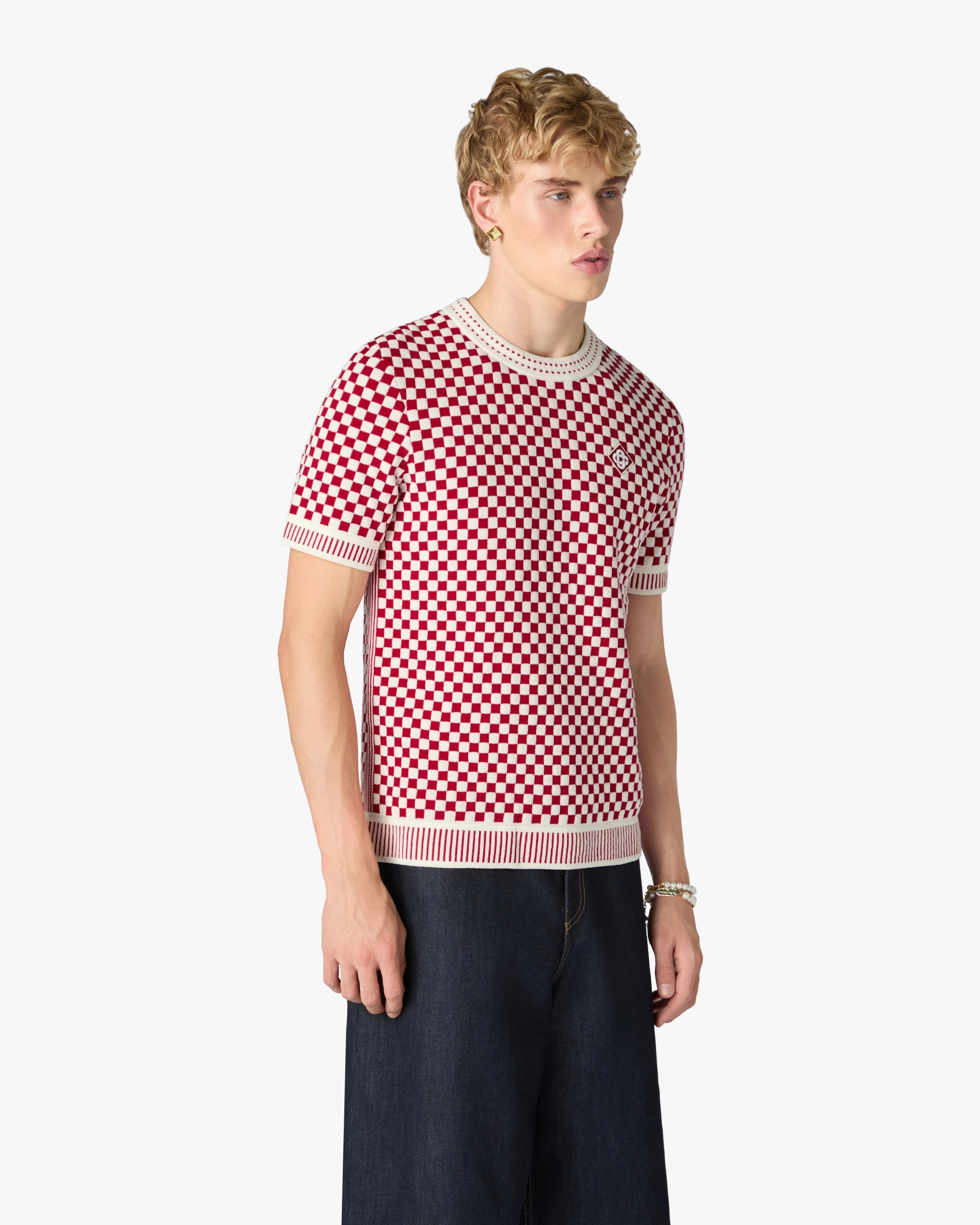 Casablanca Check maglietta quadri rossi cotone