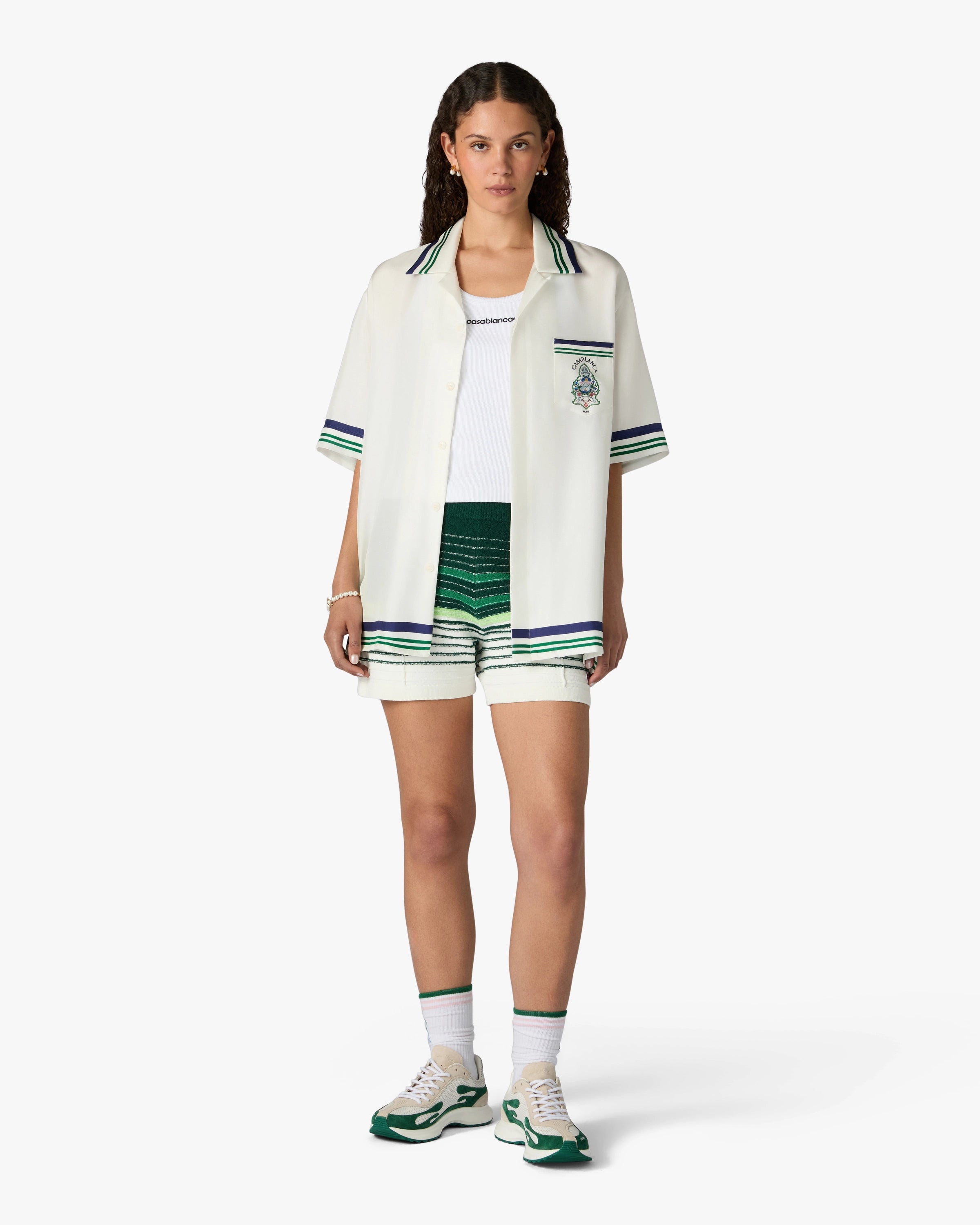 Casablanca Boucle Stripe shorts donna verde