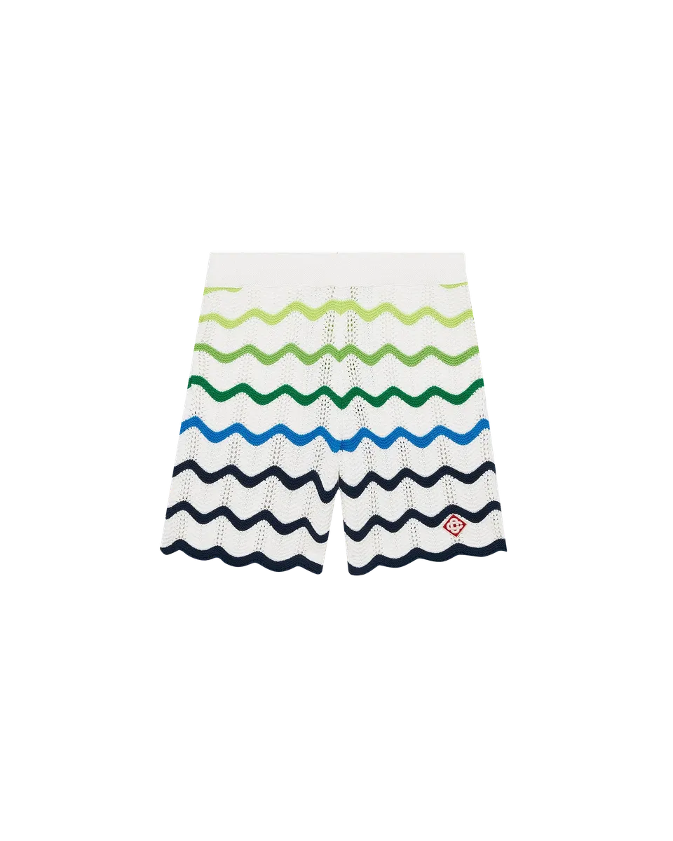 Casablanca Wave Knit shorts cotone verde bianco