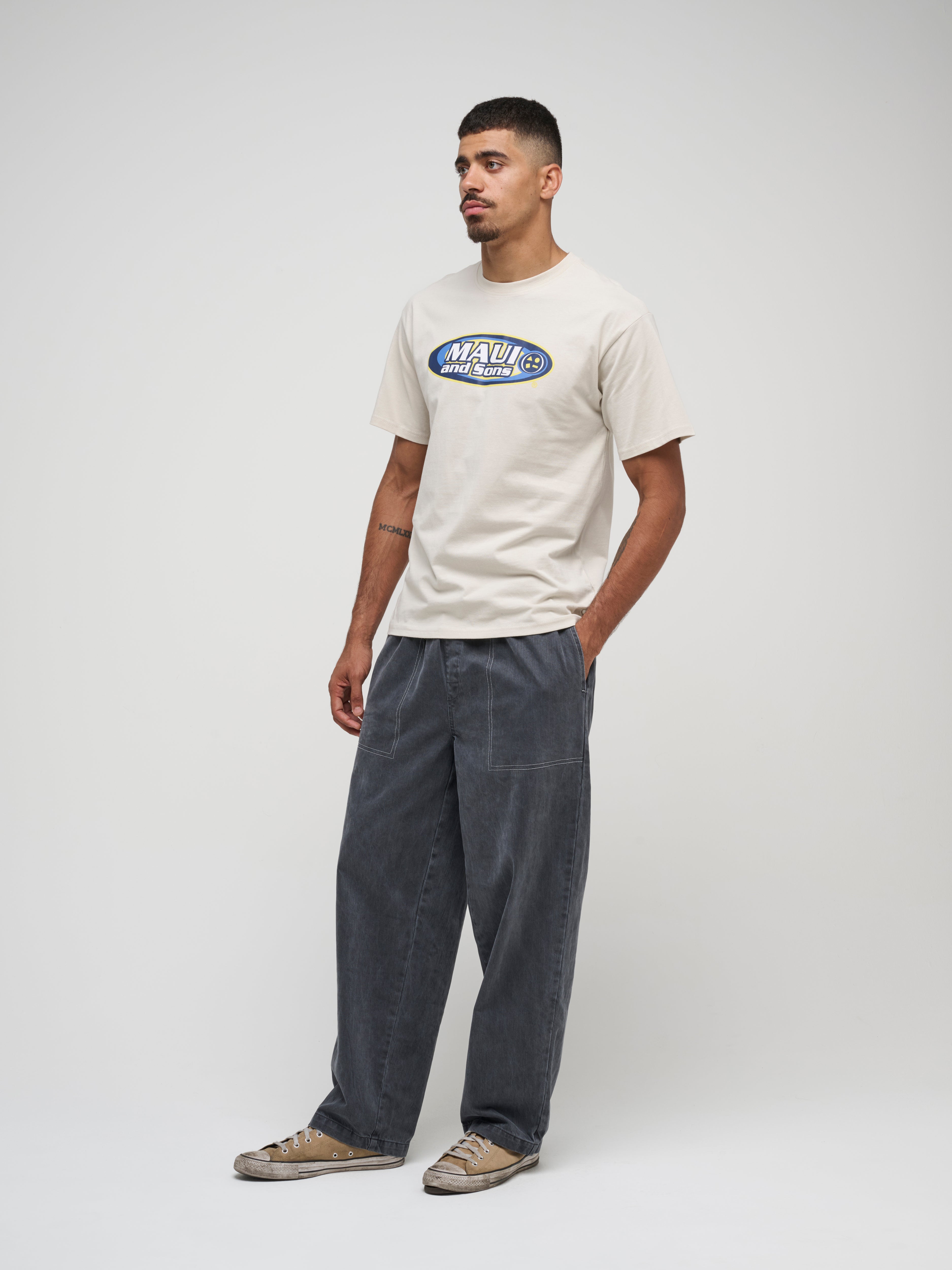 Maui and Sons Elipse Boxy Fit T-Shirt maglietta cemento