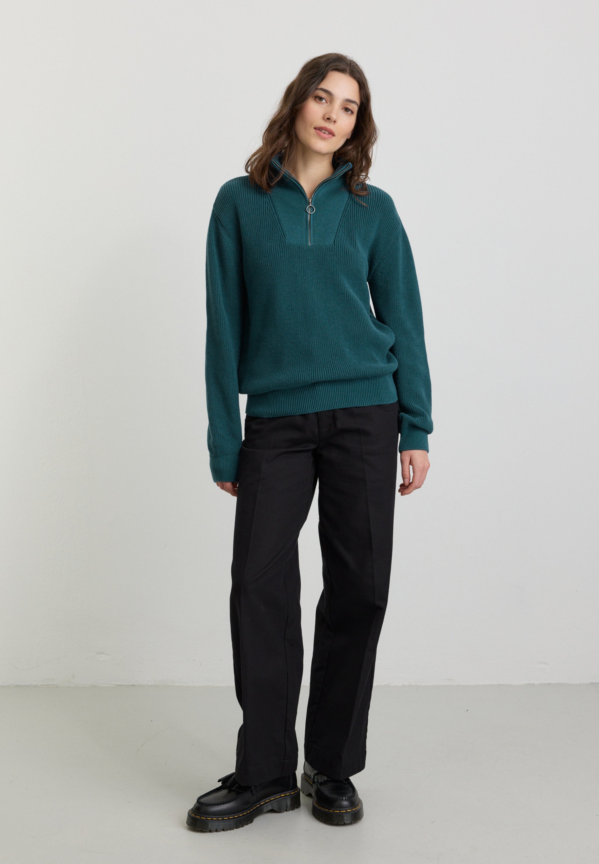 Recolution NIGELLA maglione deep lake blue cotone bio troyer
