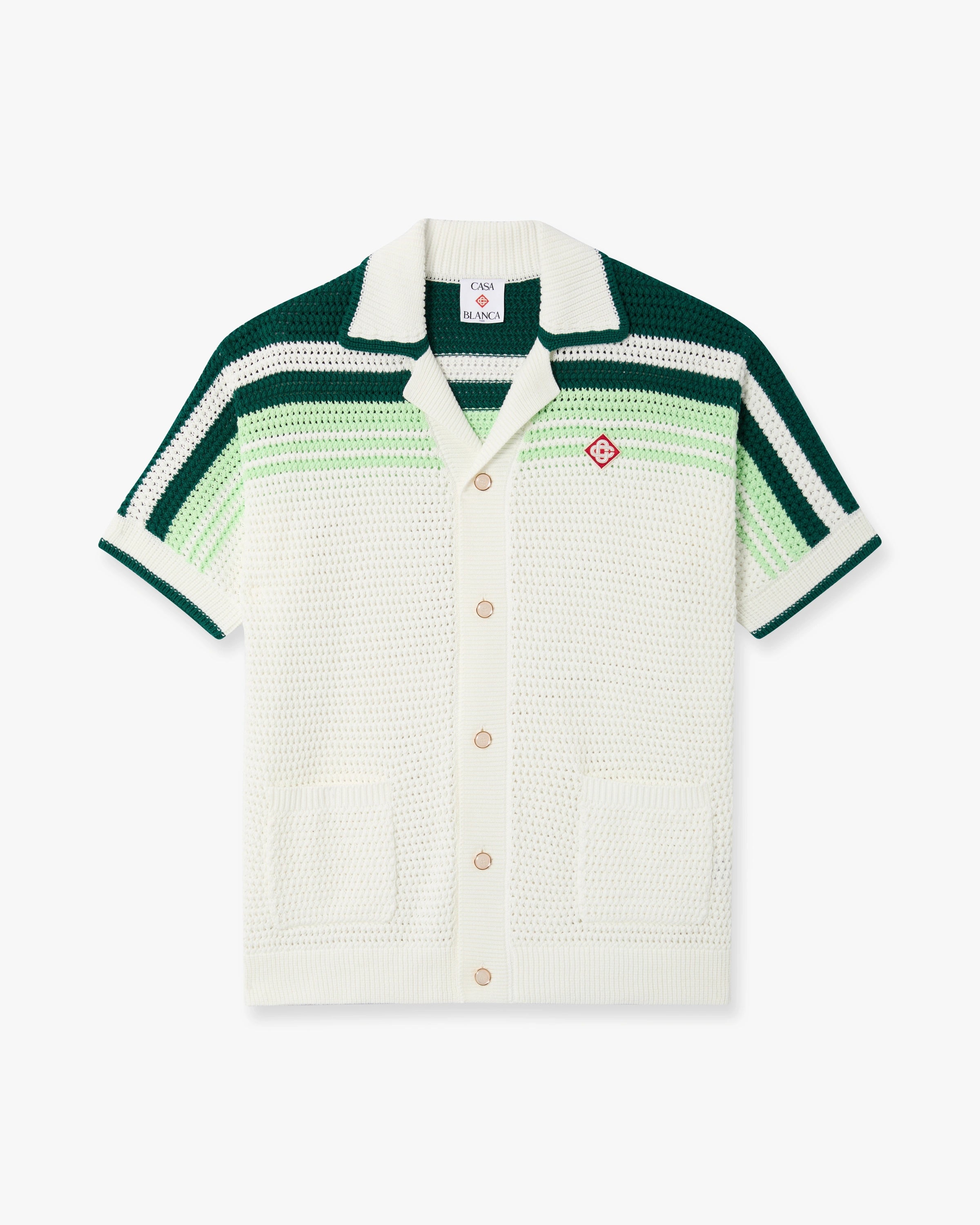 Casablanca Tennis Stripe camicia crochet verde