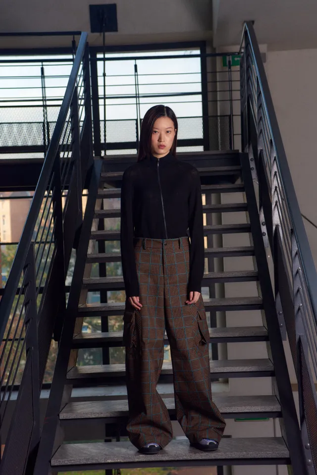 Noskra Cargo Check Pants pantaloni donna quadri cotone