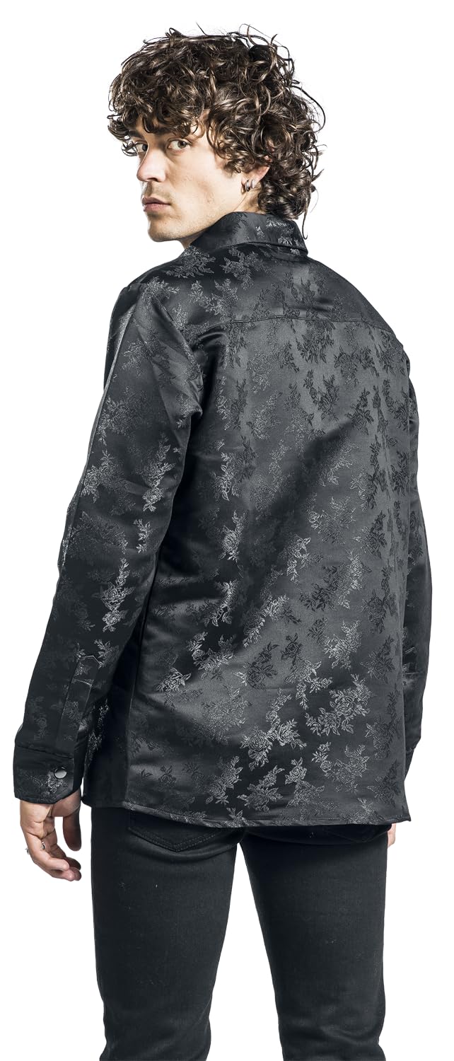 Gothicana by EMP Camicia nera uomo L rose maniche lunghe