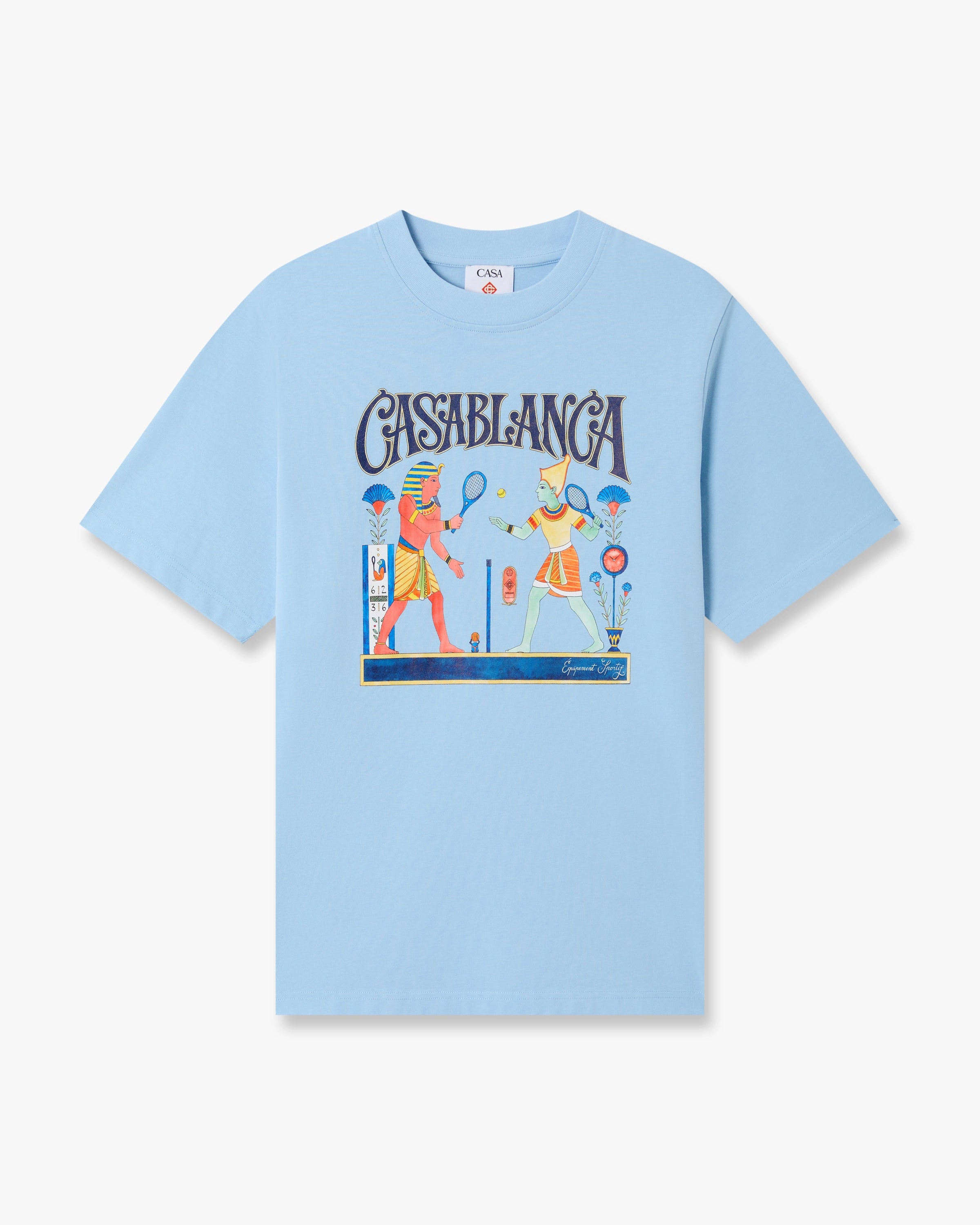 Casablanca Egyptian Tennis Match t-shirt uomo azzurra cotone