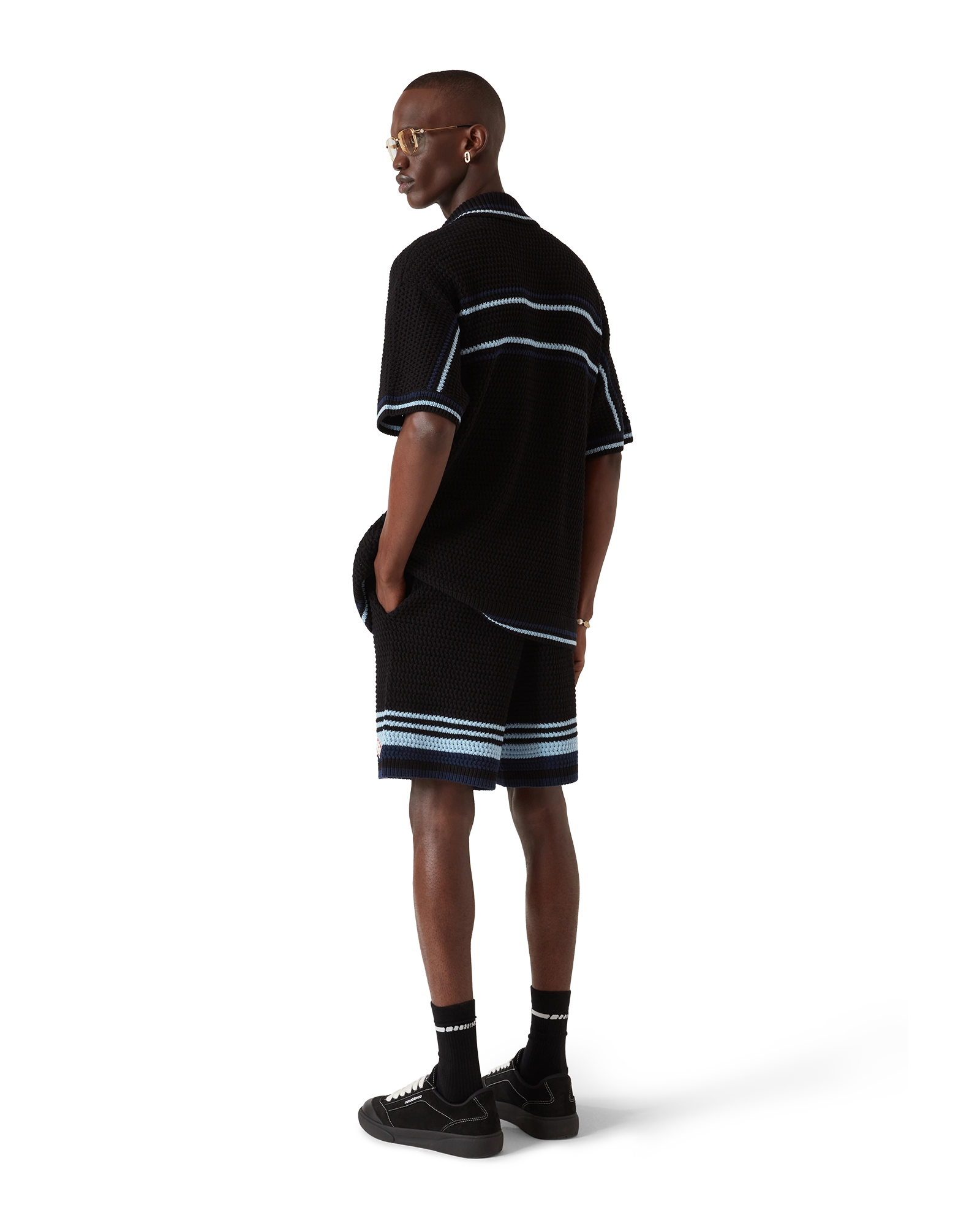 Casablanca Tennis shorts crochet nero cotone