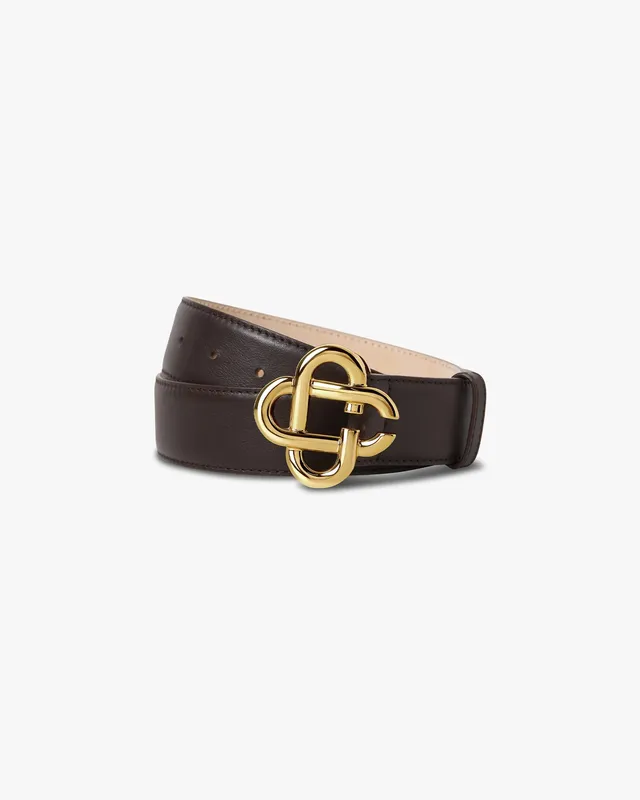 Casablanca Classic CC cintura pelle marrone fibbia oro