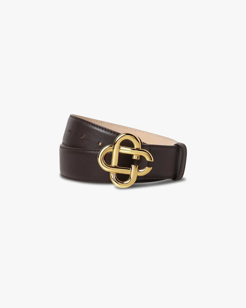 Casablanca Classic CC cintura pelle marrone fibbia oro