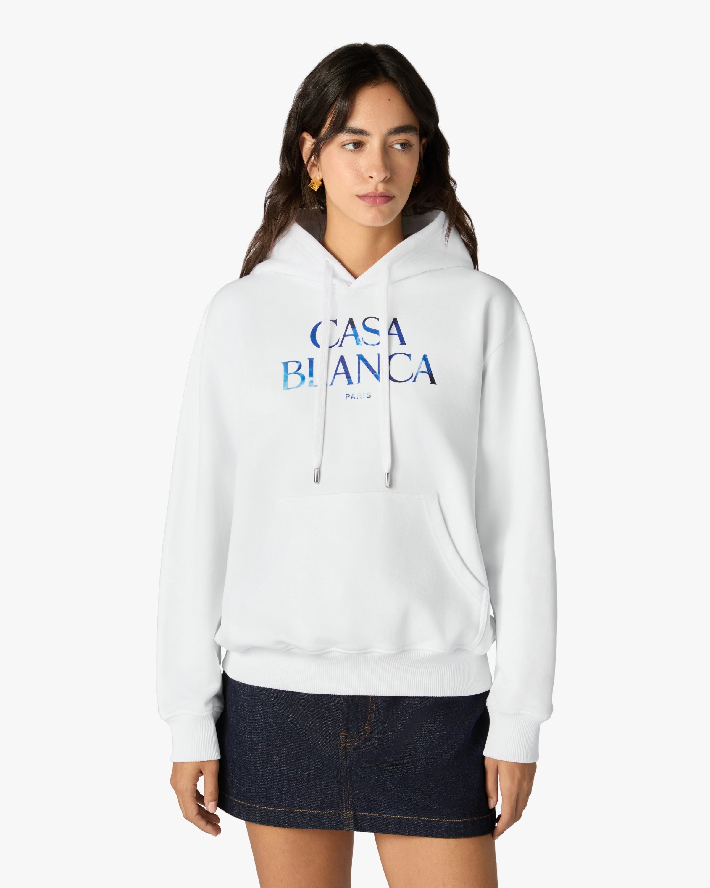 Casablanca Meduse Stacked Logo Felpa Bianca Cotone