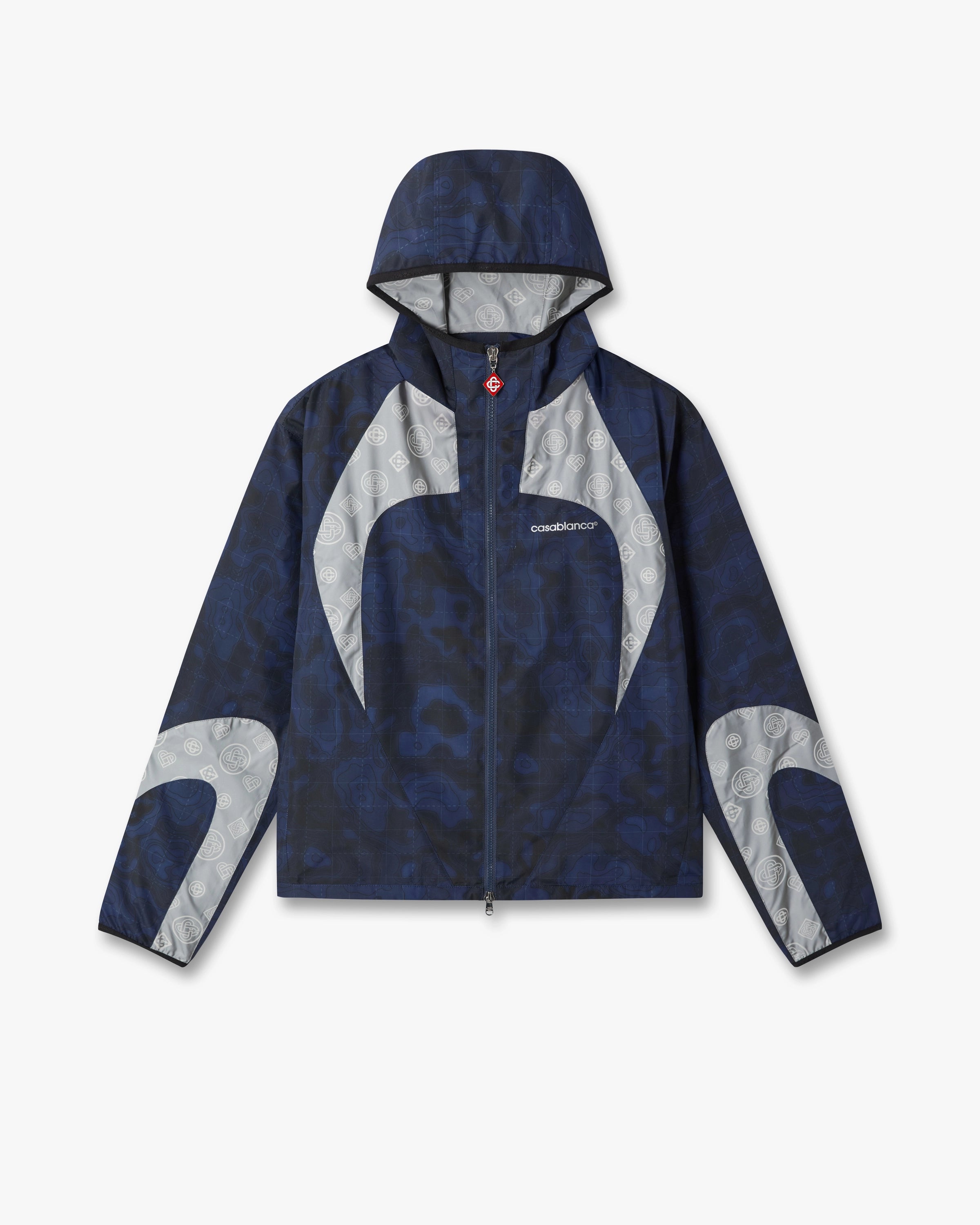 Casablanca Heatmap giacca cappuccio blu zip con coulisse