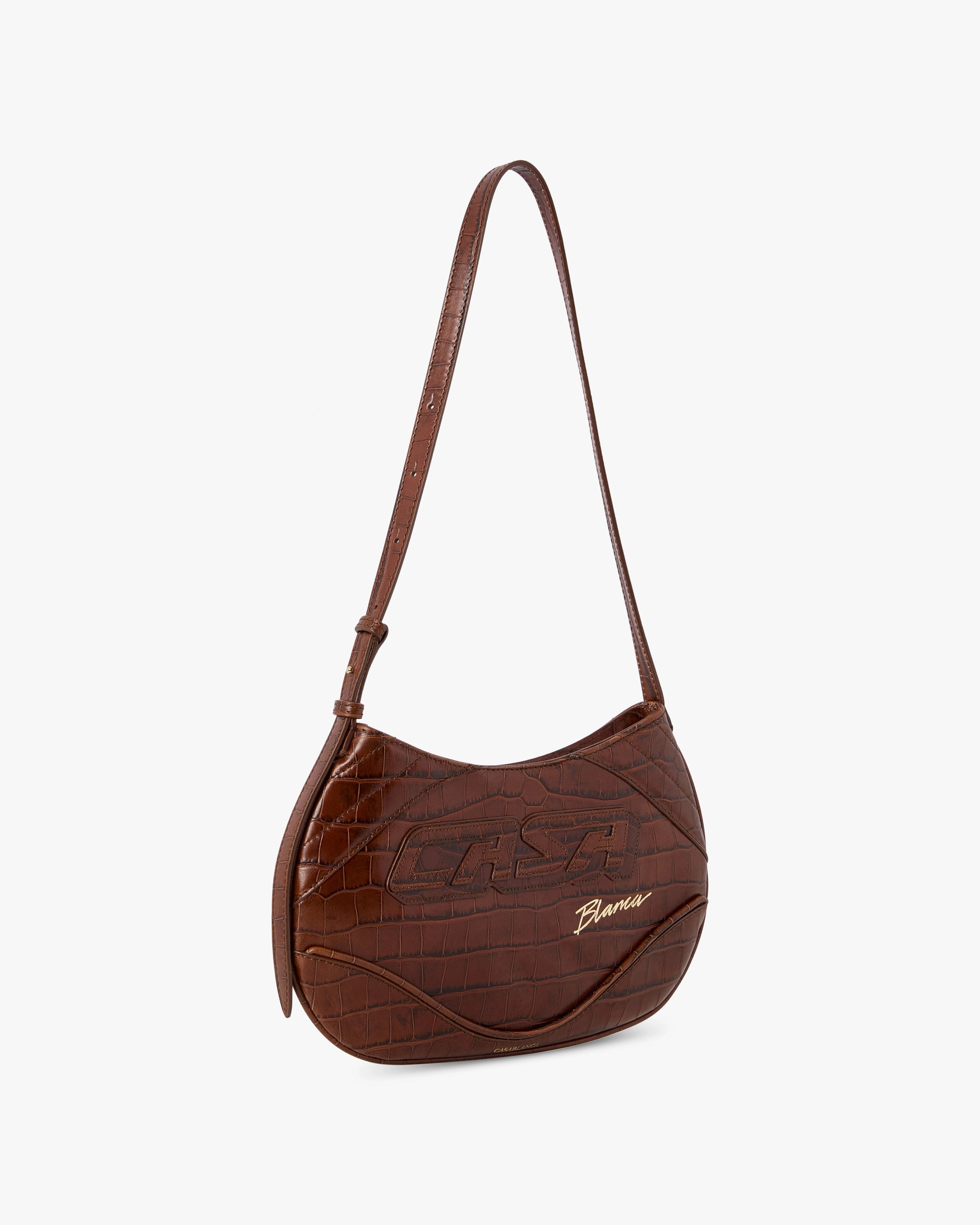 Casablanca Slim Biker borsa marrone pelle stampa