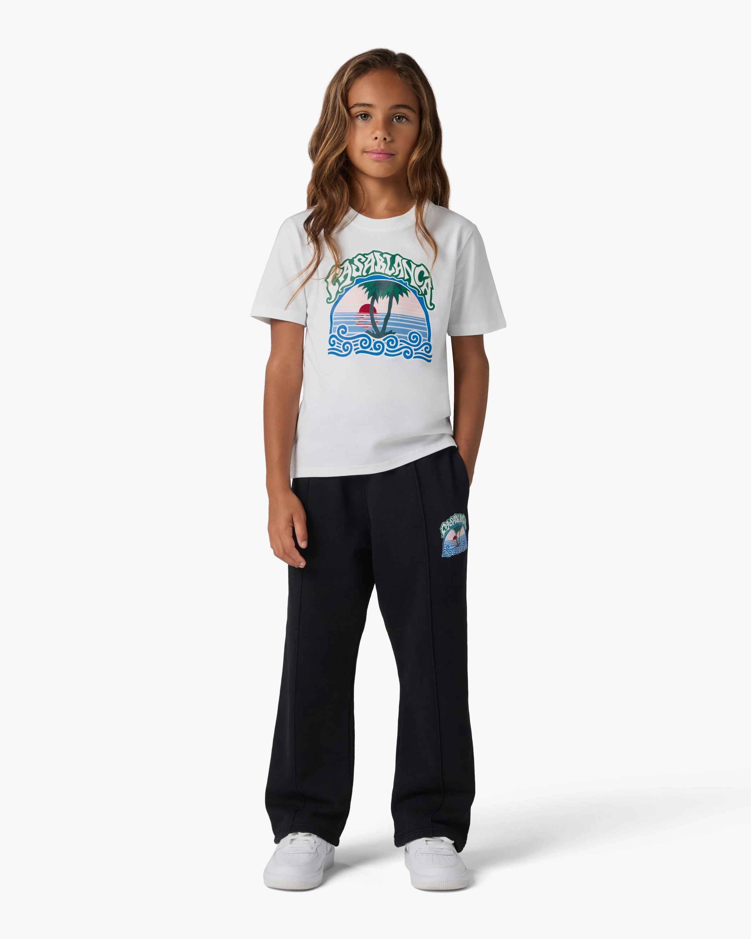 Casablanca Palm Tree t-shirt bimbo bianca cotone bio