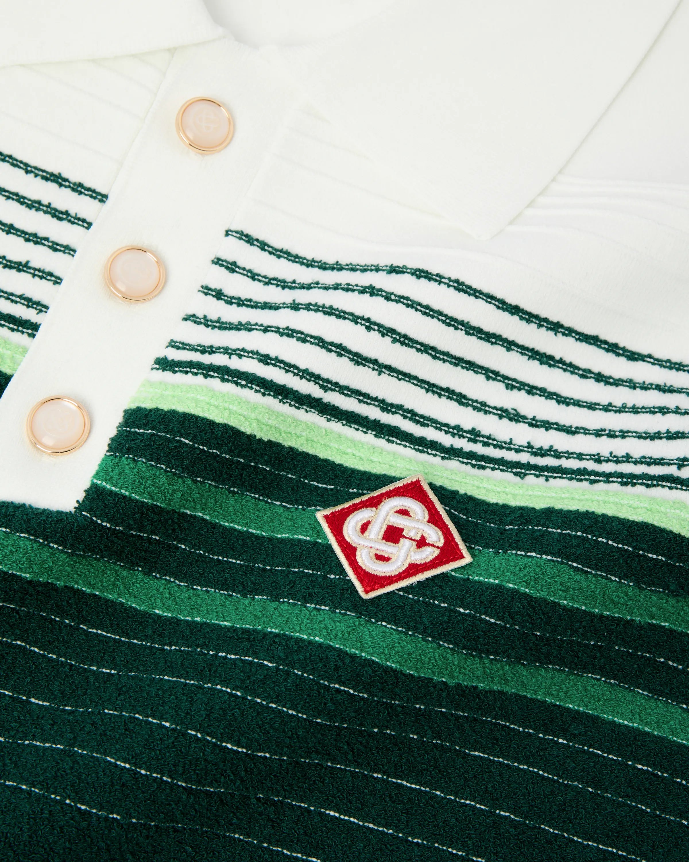 Casablanca Boucle Stripe polo verde bianco cotone