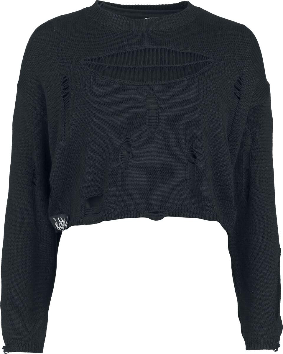 Gothicana by EMP Maglione Nero Destroyed taglia L gotico