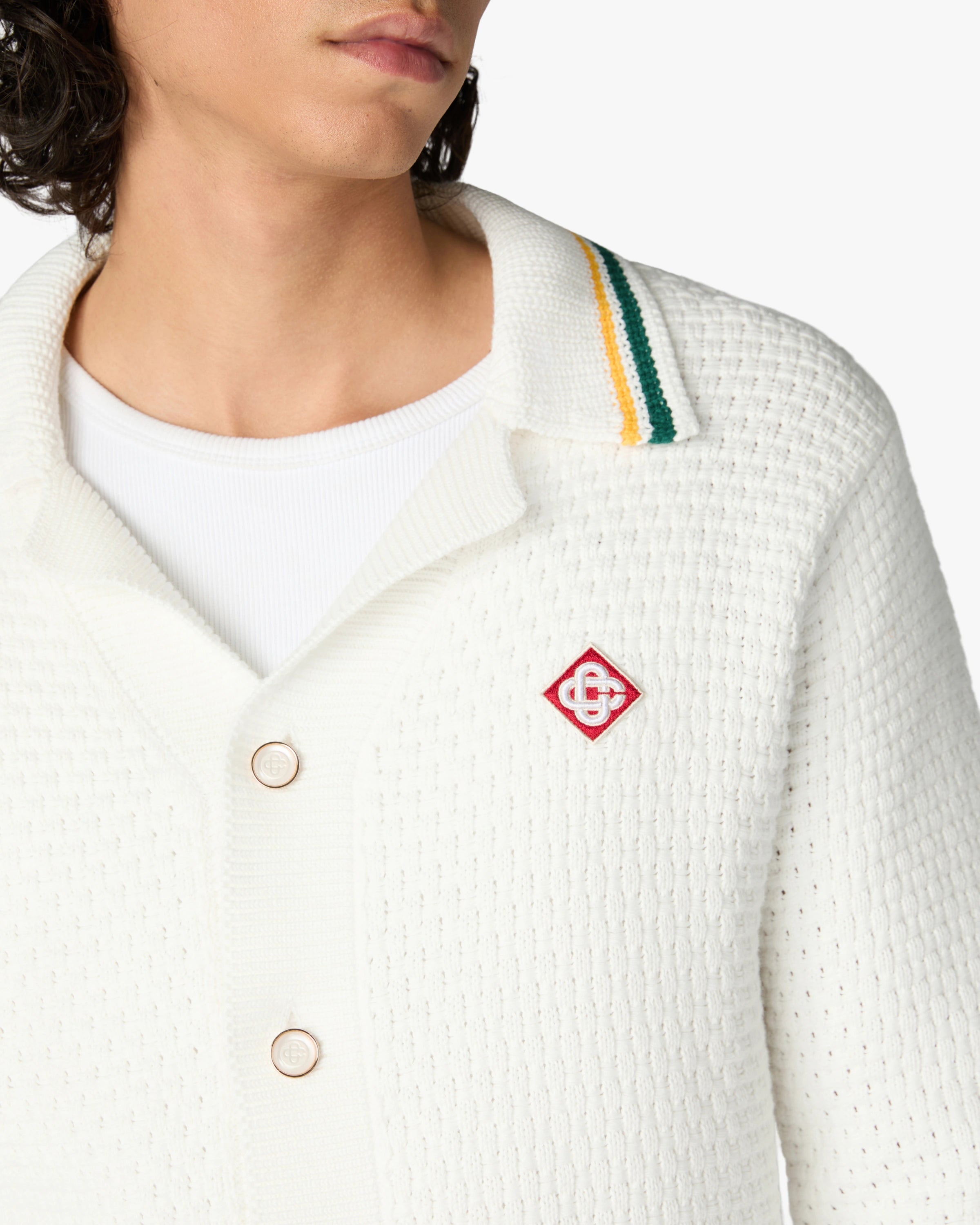 Casablanca Pyramid of Oranges cardigan crochet bianco