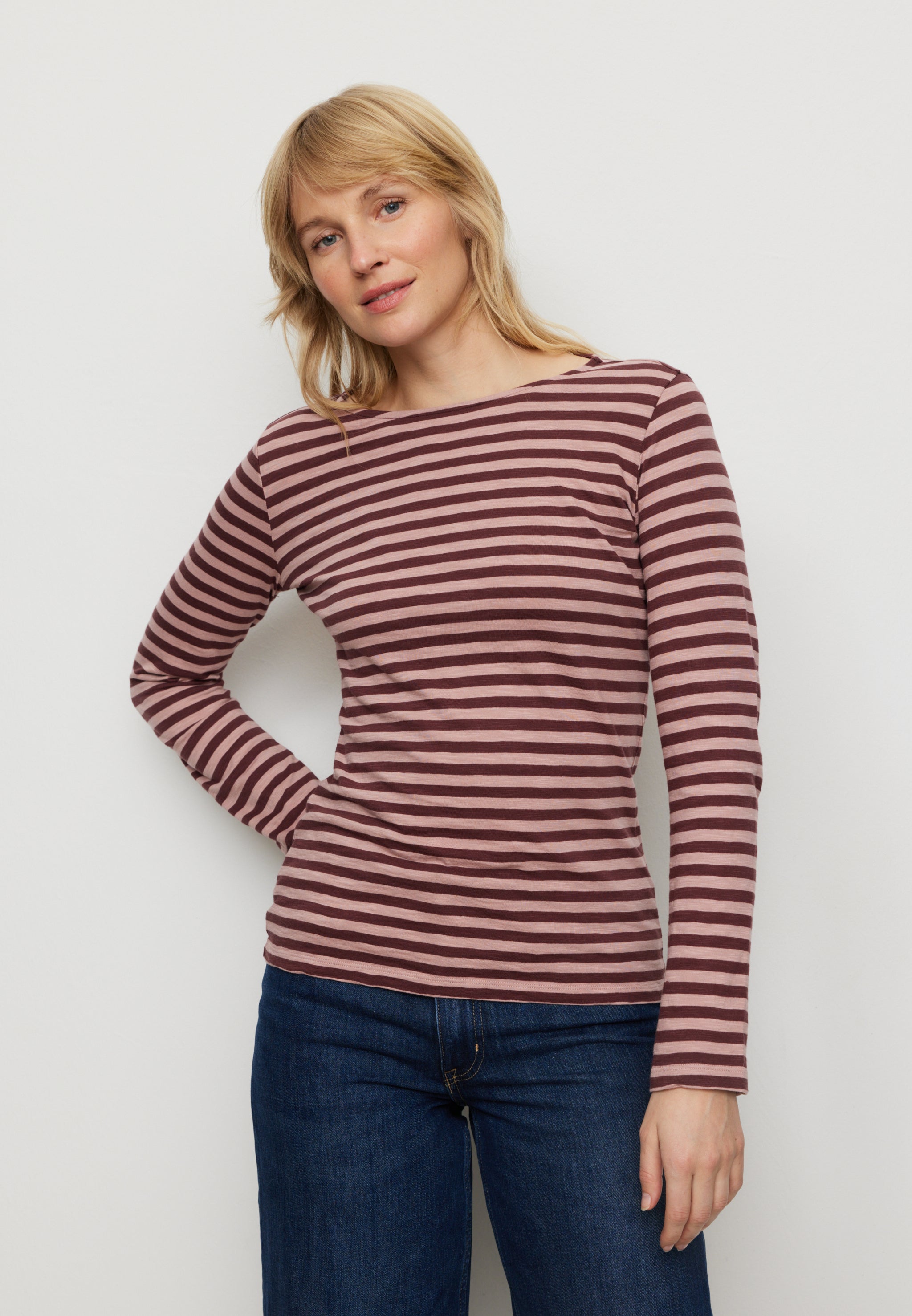 Recolution Iris Stripes maglia a righe rosa cotone bio