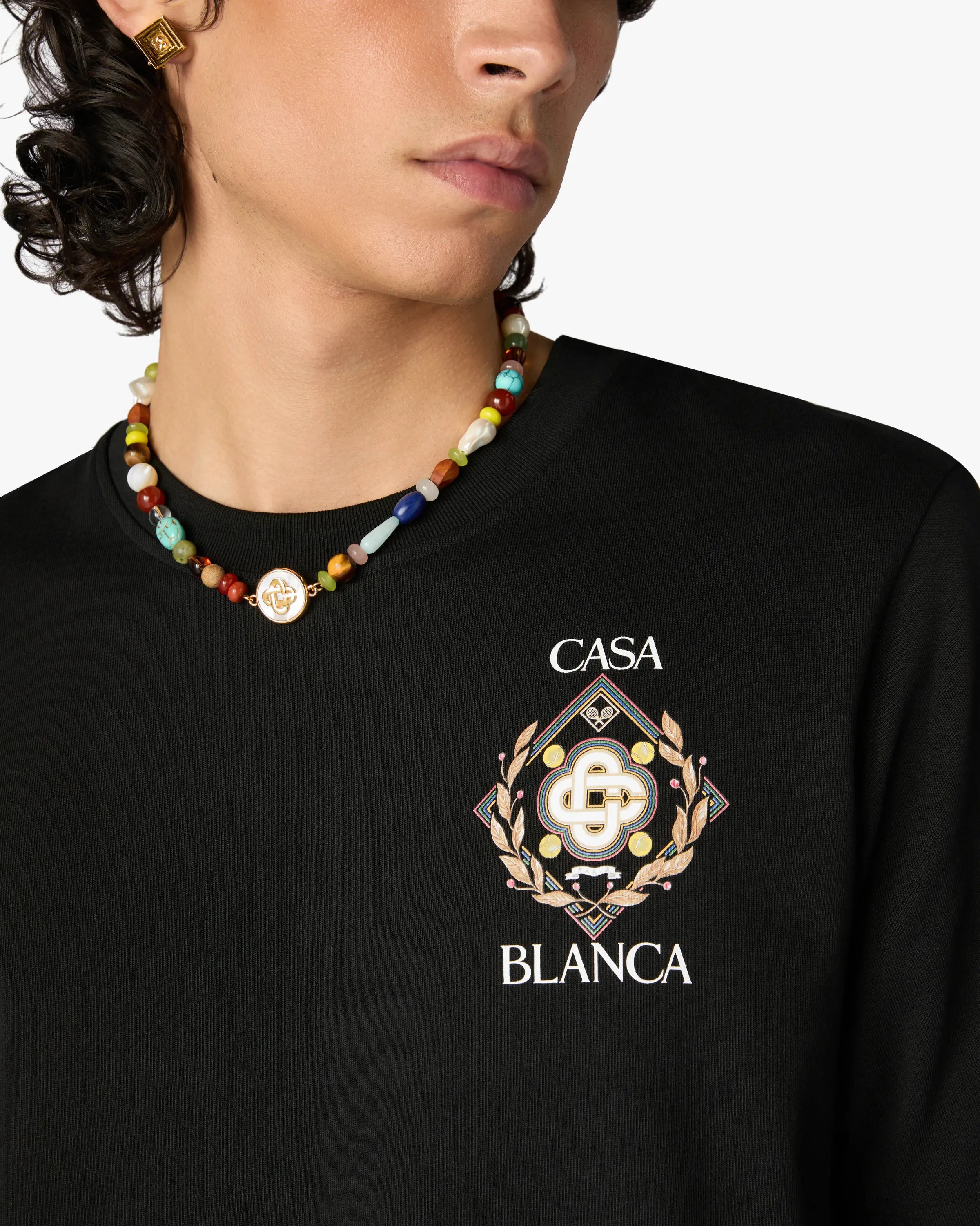 Casablanca Championship t-shirt nera cotone bio uomo