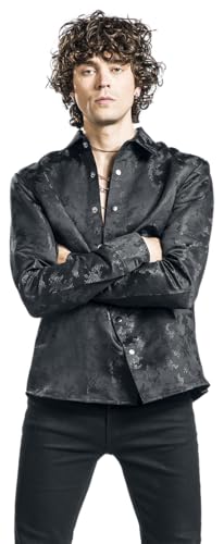 Gothicana by EMP Camicia nera uomo L rose maniche lunghe