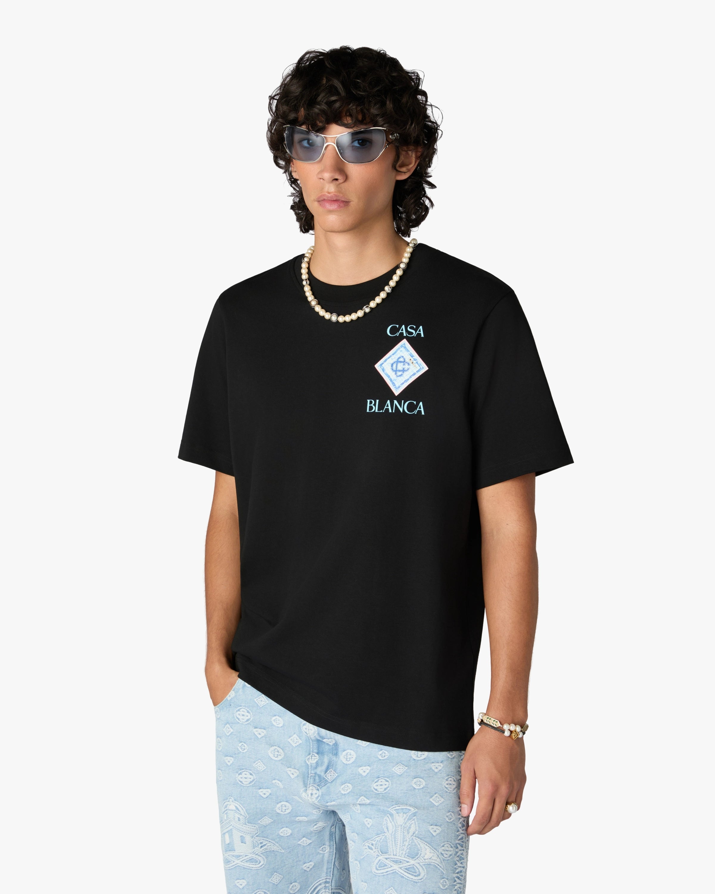 Casablanca Pool t-shirt cotone nera