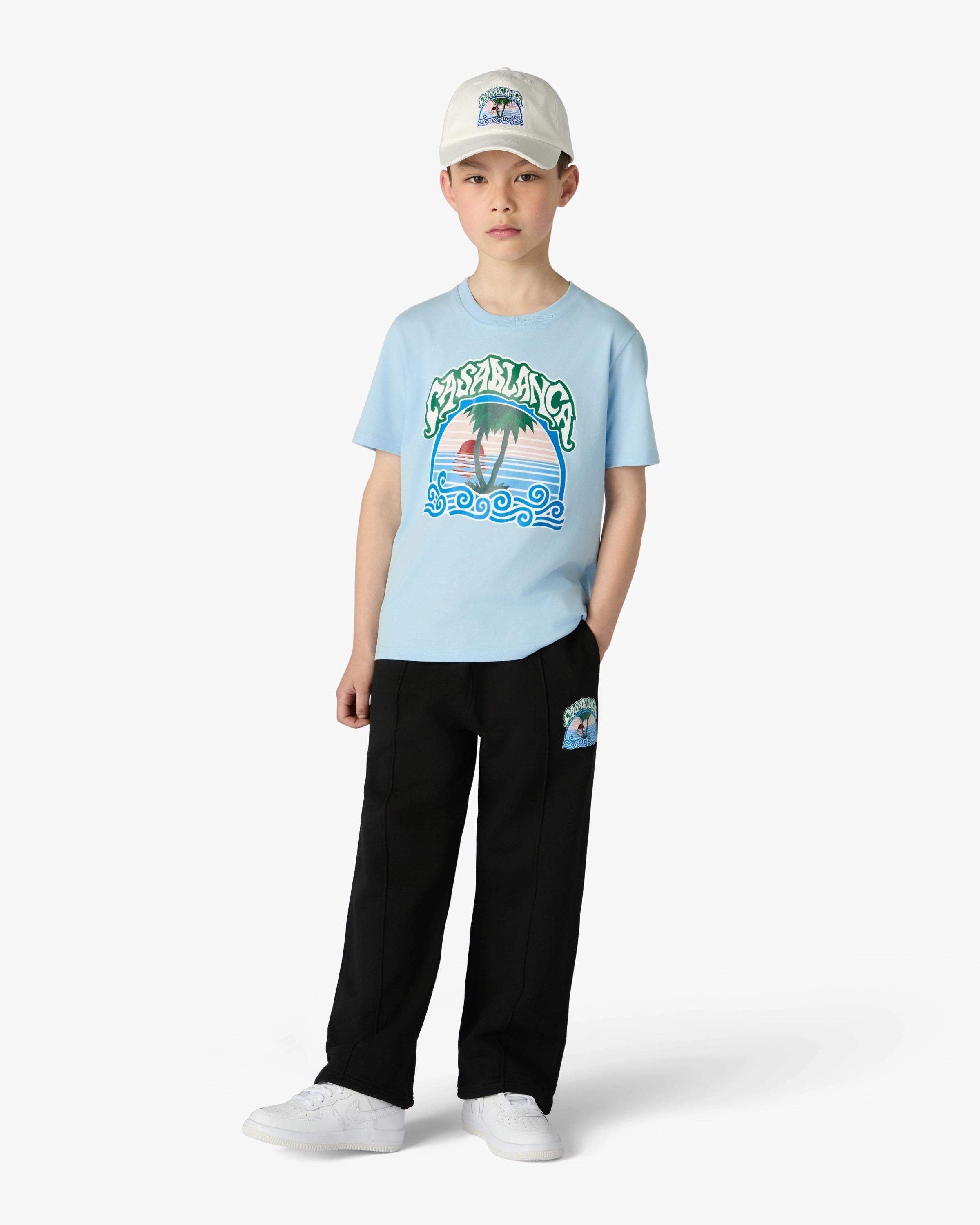 Casablanca Palm Tree maglietta bambino blu cotone bio