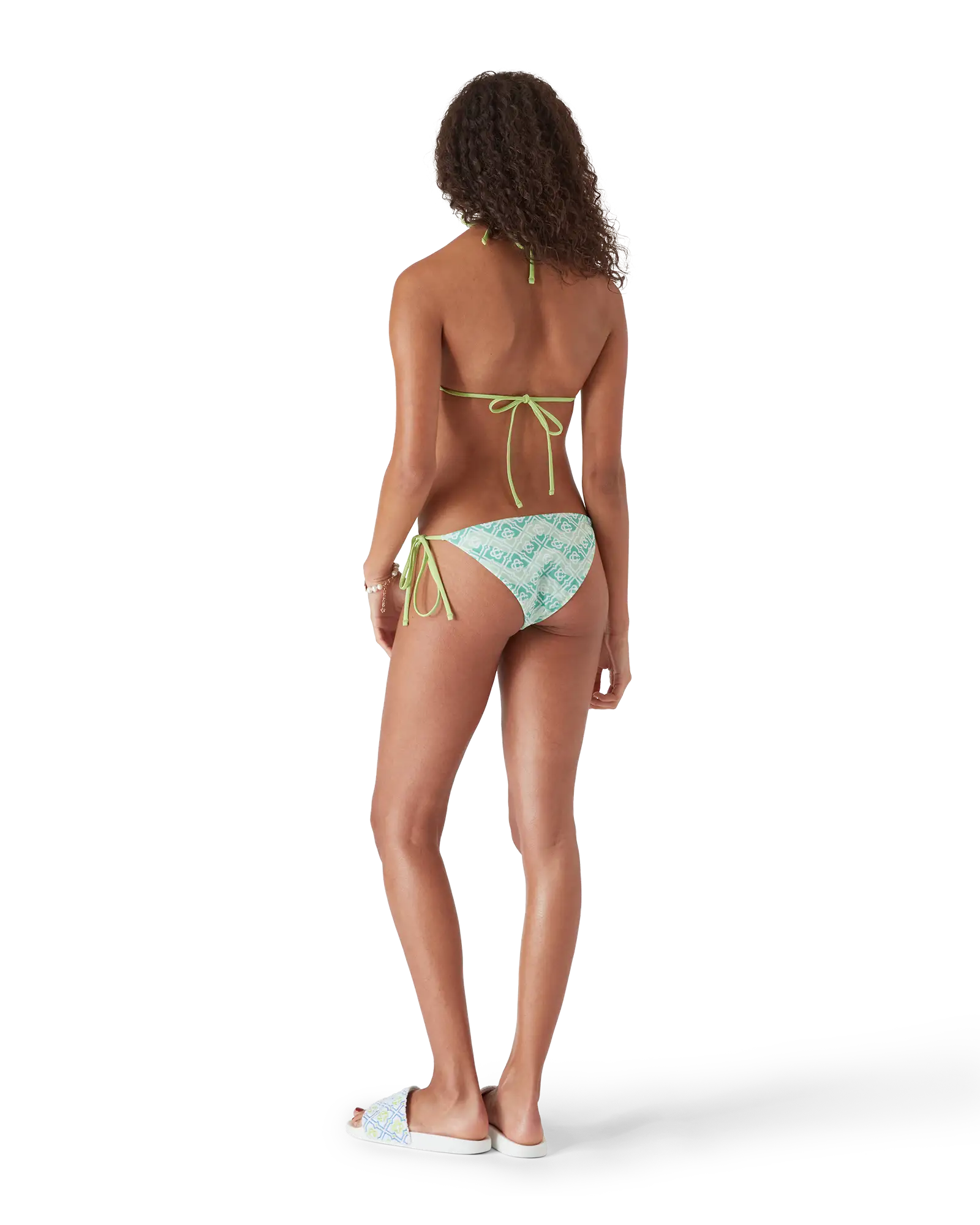 Casablanca Wavy Monogram slip bikini verde elastan